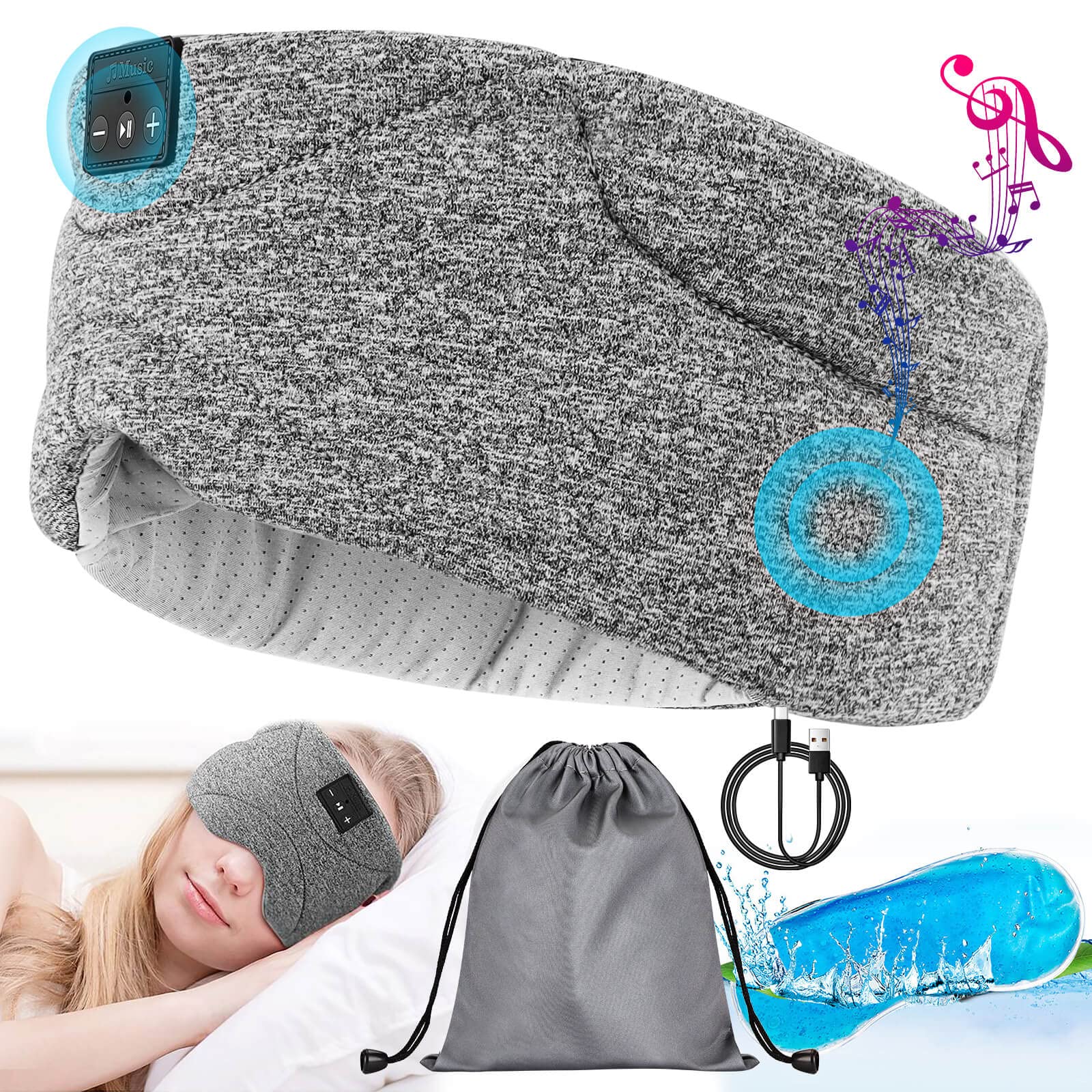 Máscara para Dormir Qychhj con Audífonos-Venta Internacional