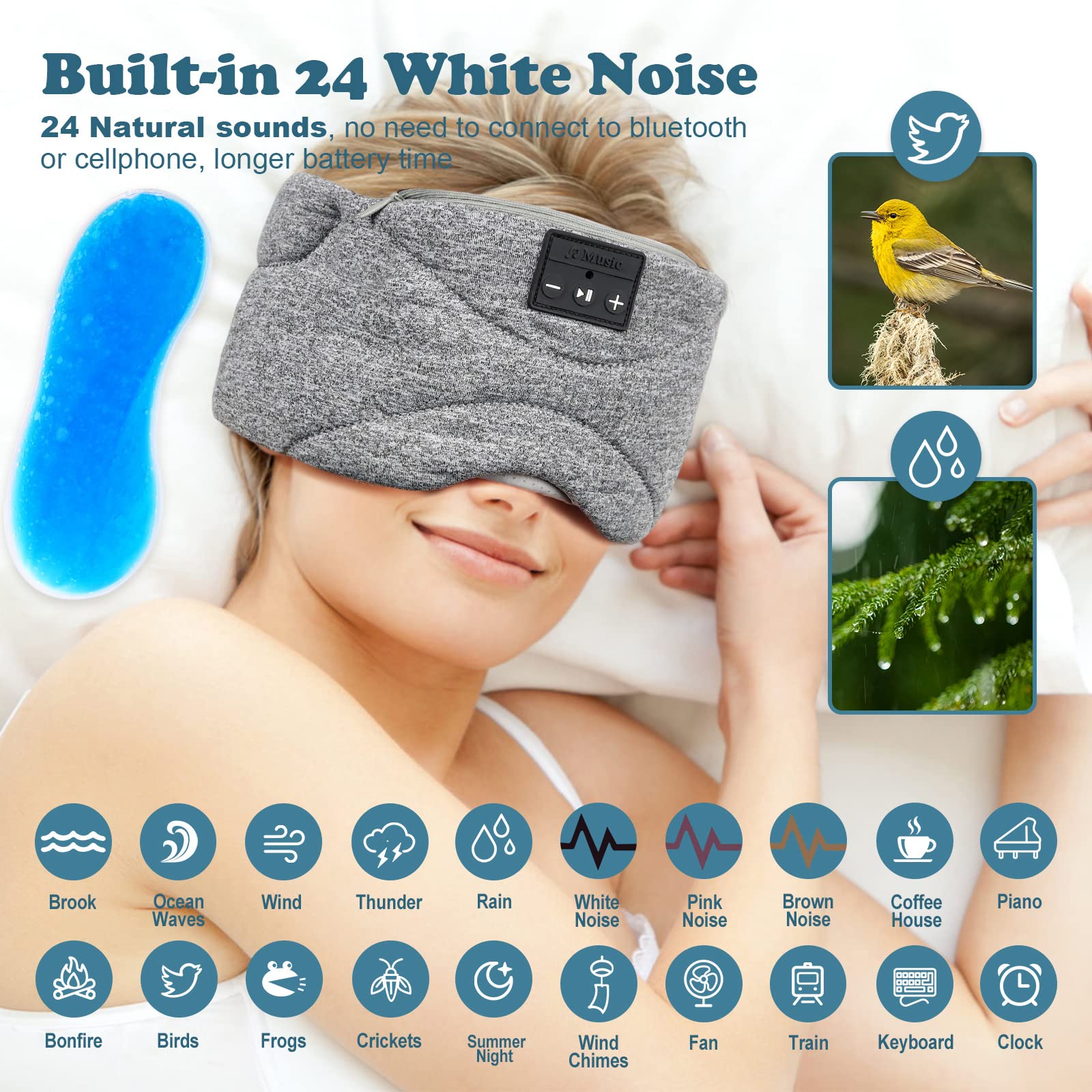 Foto 3 pulgar | Máscara para Dormir Qychhj con Audífonos-Venta Internacional