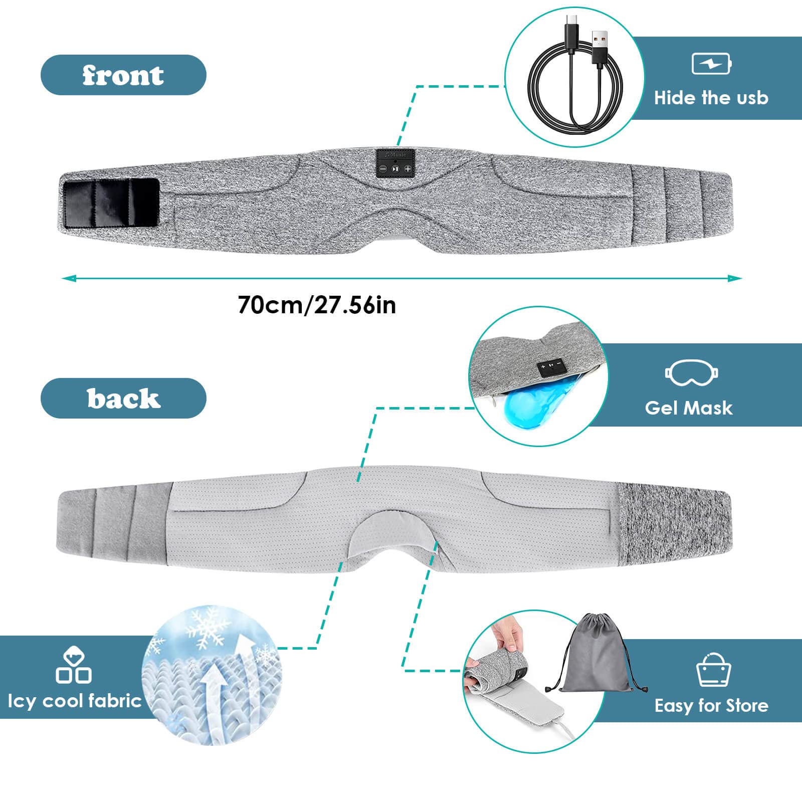 Foto 6 pulgar | Máscara para Dormir Qychhj con Audífonos-Venta Internacional