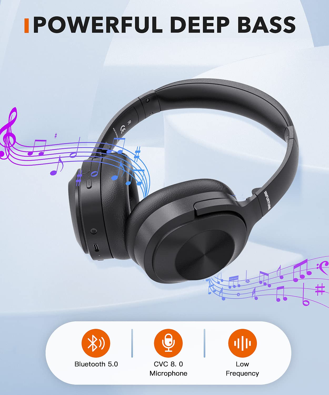 Foto 4 | Audífonos Inalámbricos Infurture Negros con Bluetooth-Venta Internacional