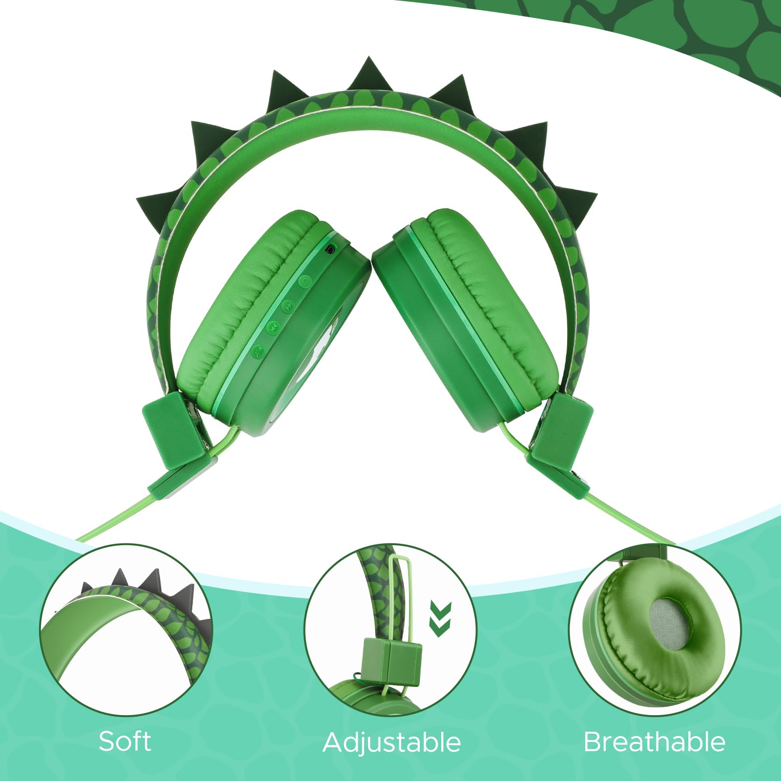 Foto 6 pulgar | Auriculares Qearfun Dino con Micrófono y Conector para Niños - Venta Internacional