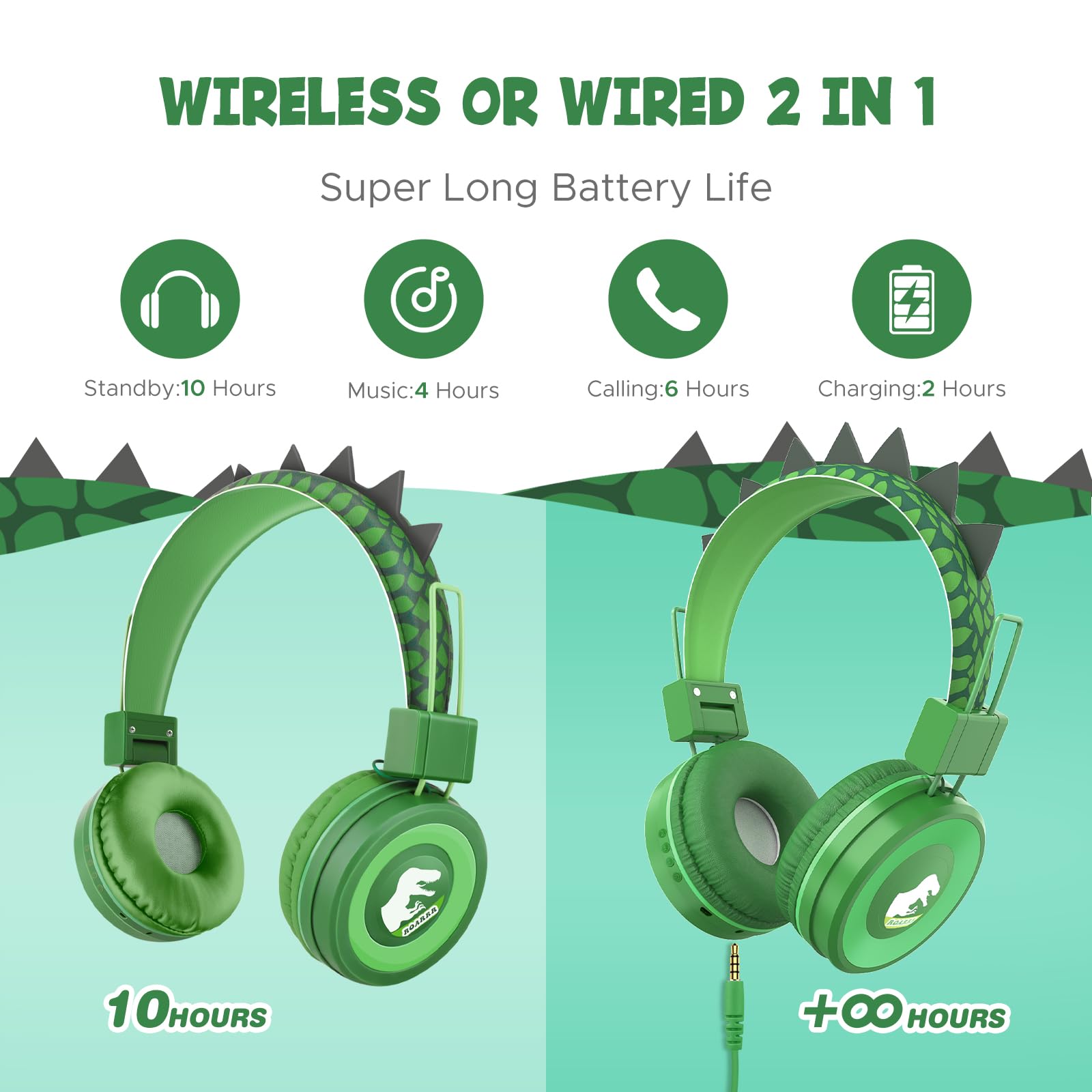 Foto 7 | Auriculares Qearfun Dino con Micrófono y Conector para Niños - Venta Internacional