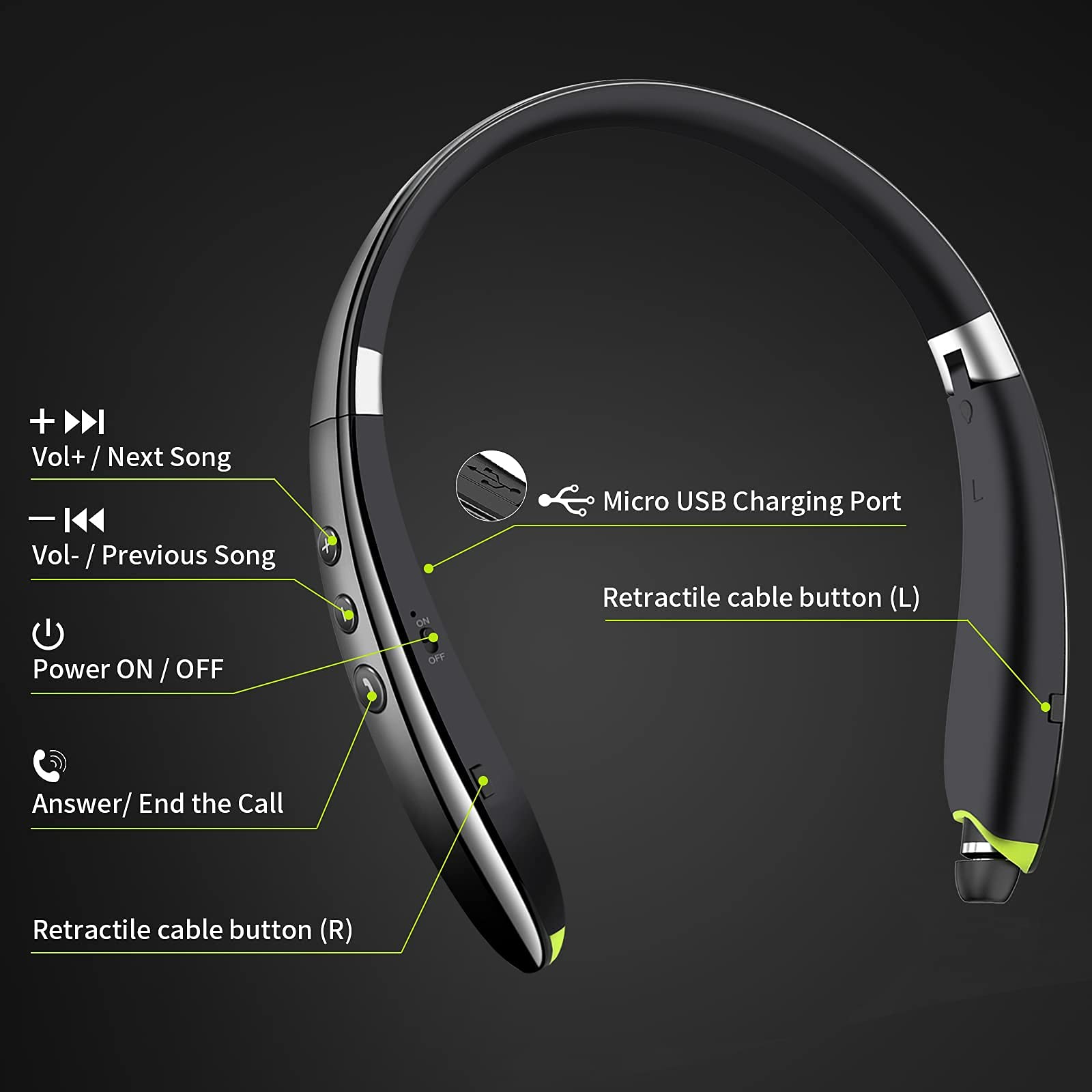 Foto 5 | Auriculares Bluetooth Galirity 2023 con Banda para El Cuello Mejorada y Micrófono - Venta Internacional