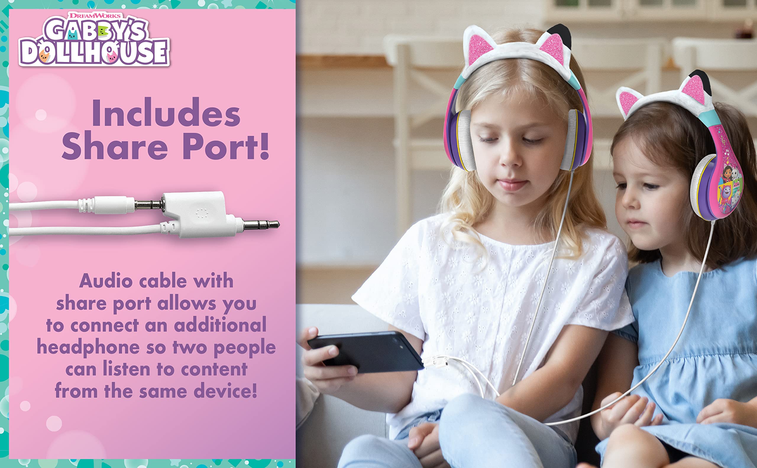 Foto 7 pulgar | Auriculares Ekids Gabbys Dollhouse para Niños Con Cable Y Share Po - Venta Internacional
