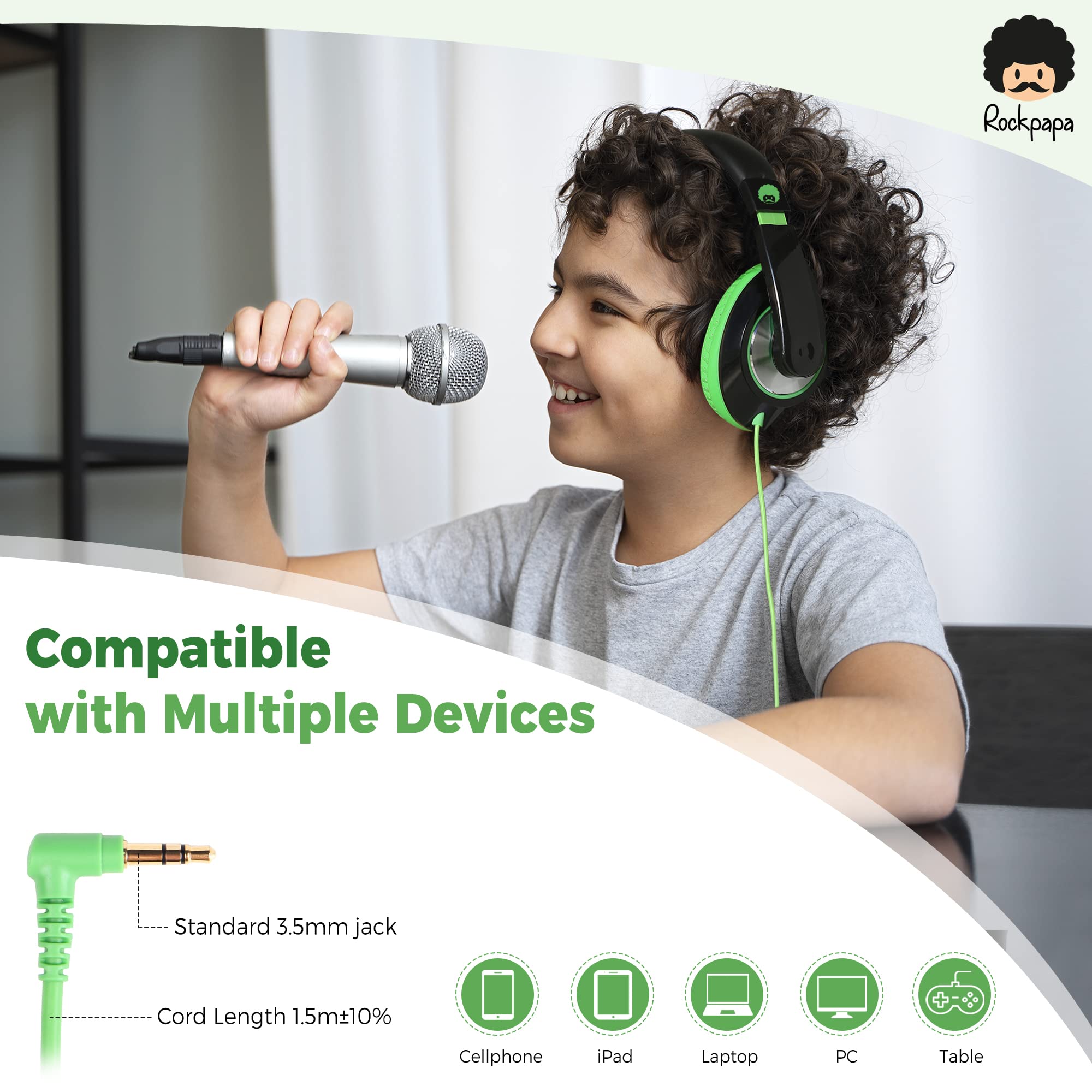 Foto 6 pulgar | Auriculares Supraaurales Rockpapa Comfort Kids con Cable de 3,5 Mm Negro - Venta Internacional