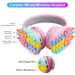 Foto 3 | Auriculares Bluetooth Wesadn Ah-806 Rosa para Niños/Adultos - Venta Internacional