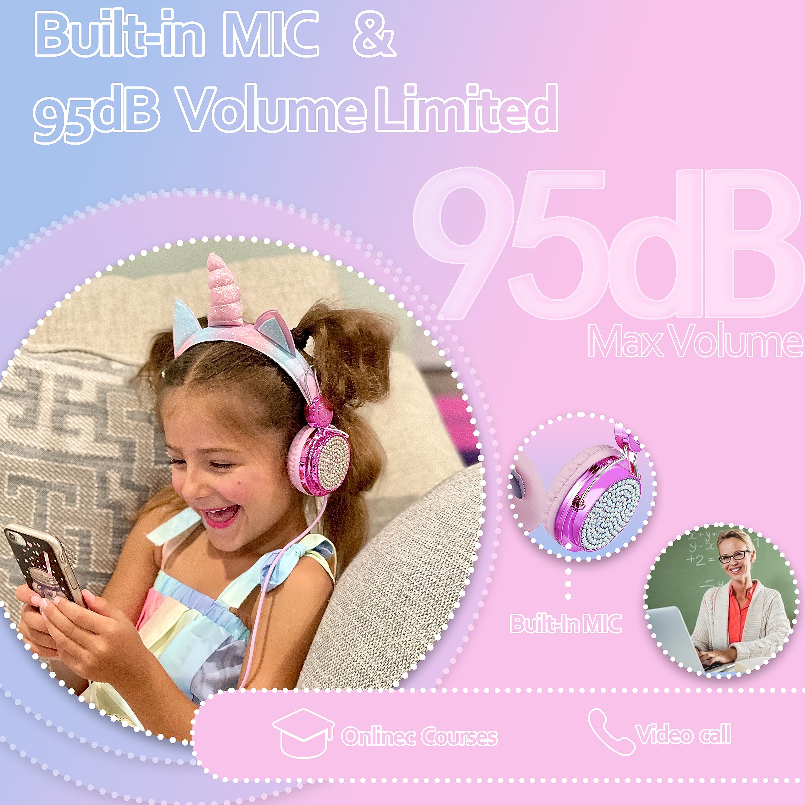 Foto 8 pulgar | Auriculares Lalacosy Kids con Cable y Micrófono para Niñas  - Venta Internacional