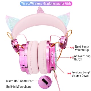 Foto 4 | Auriculares Inalámbricos para Niños TCJJ Unicorn con Micrófono - Venta Internacional
