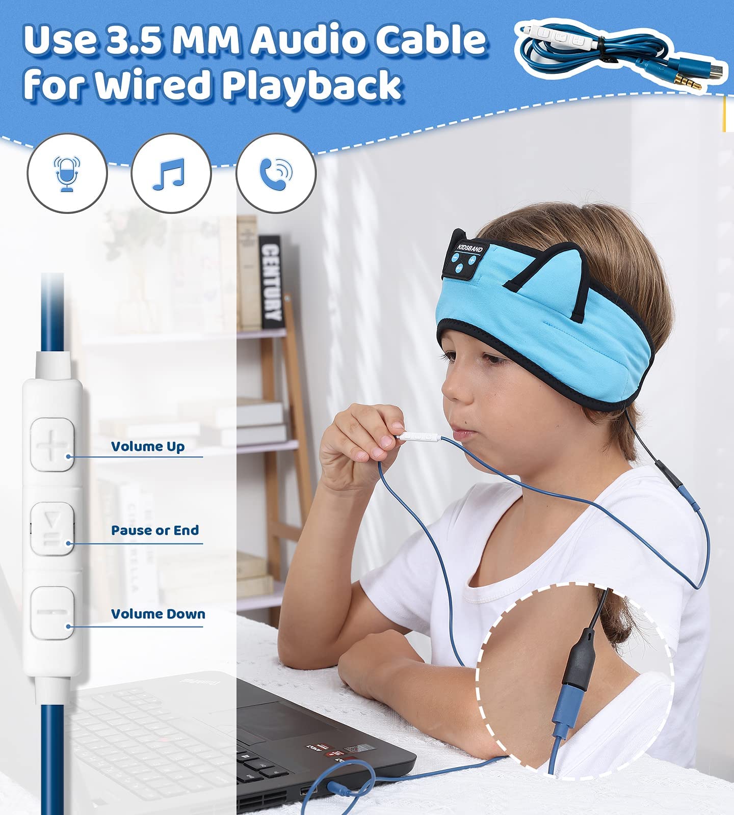 Foto 7 pulgar | Auriculares Kidsband Para Niños Con Diadema Bluetooth Ajustable - Venta Internacional.