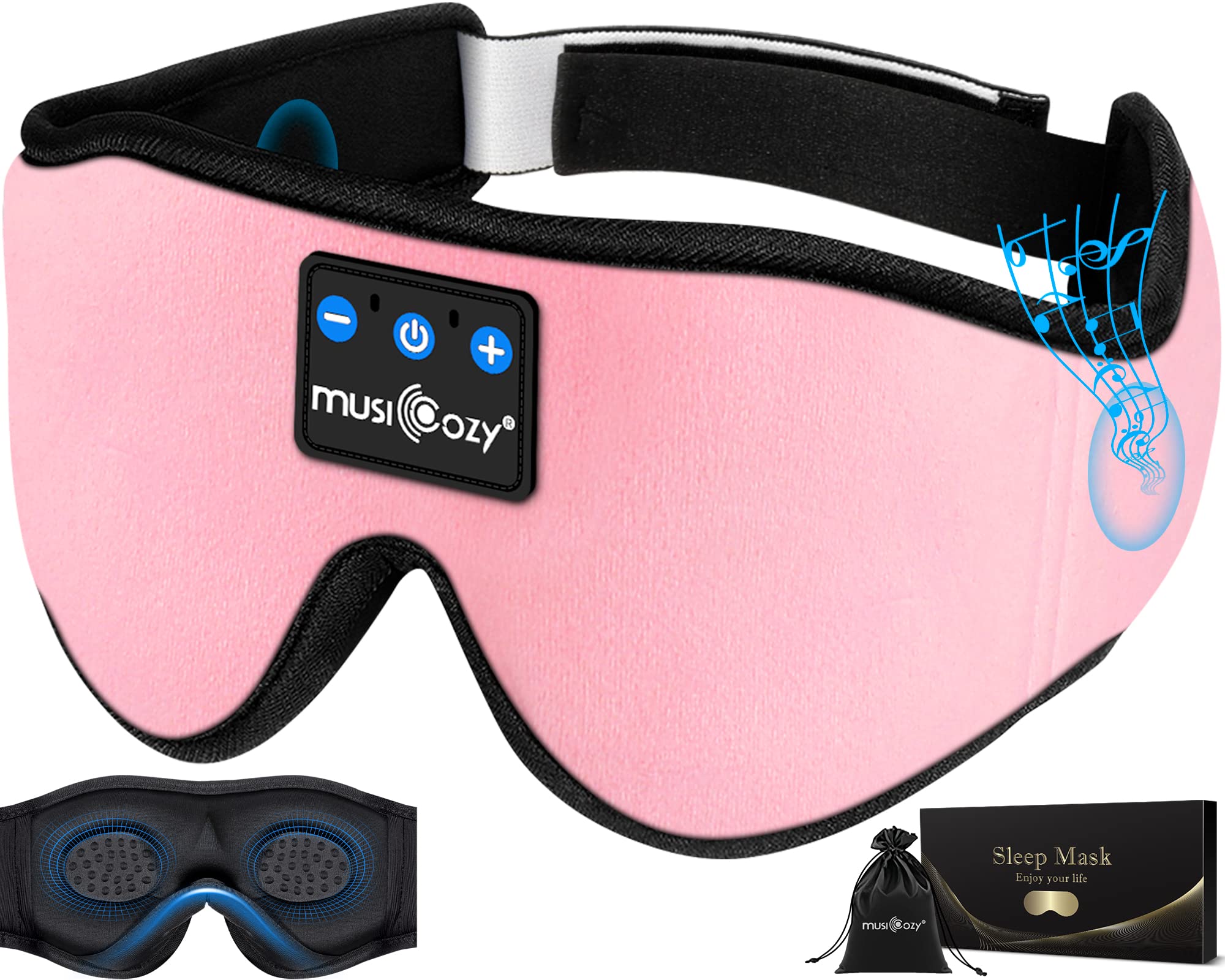 Máscara para Dormir MUSICOZY Rosa con Audífonos-Venta Internacional