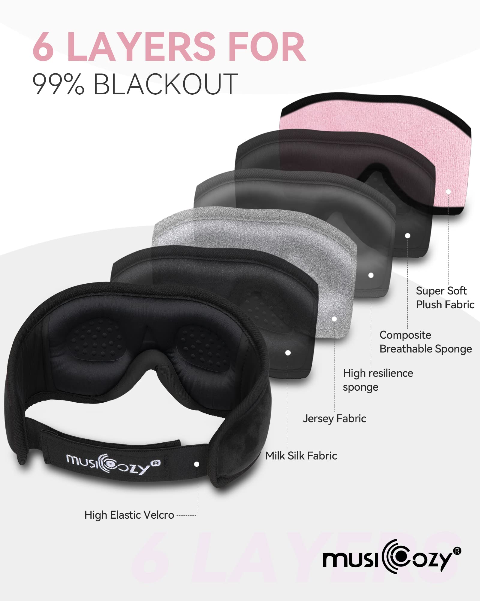 Foto 7 pulgar | Máscara para Dormir MUSICOZY Rosa con Audífonos-Venta Internacional