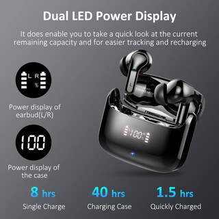 Foto 4 | Audífonos True Wireless Ordtop Negros con Bluetooth-Venta Internacional