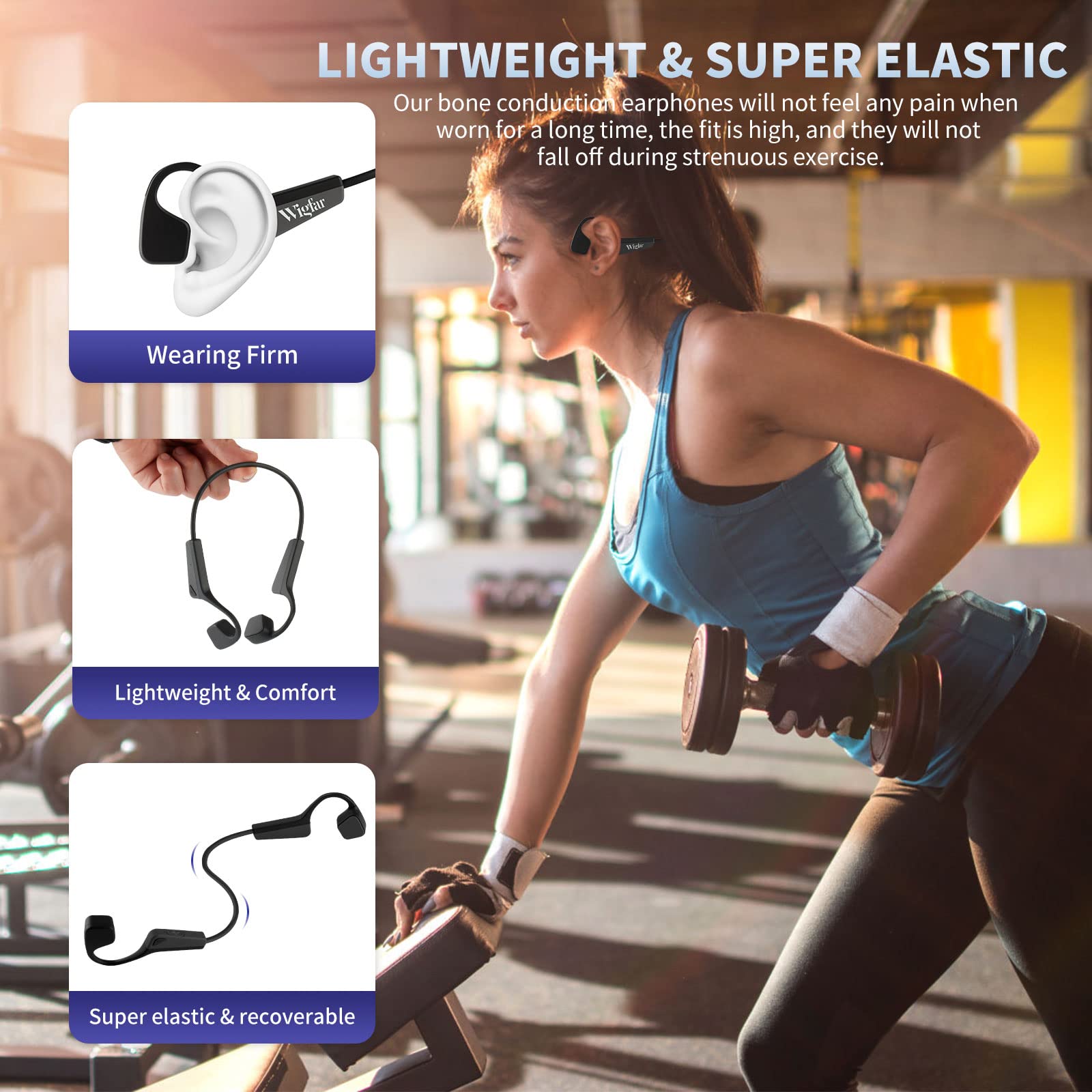 Foto 7 pulgar | Audífonos Deportivos Wigfar Negros con Bluetooth-Venta Internacional
