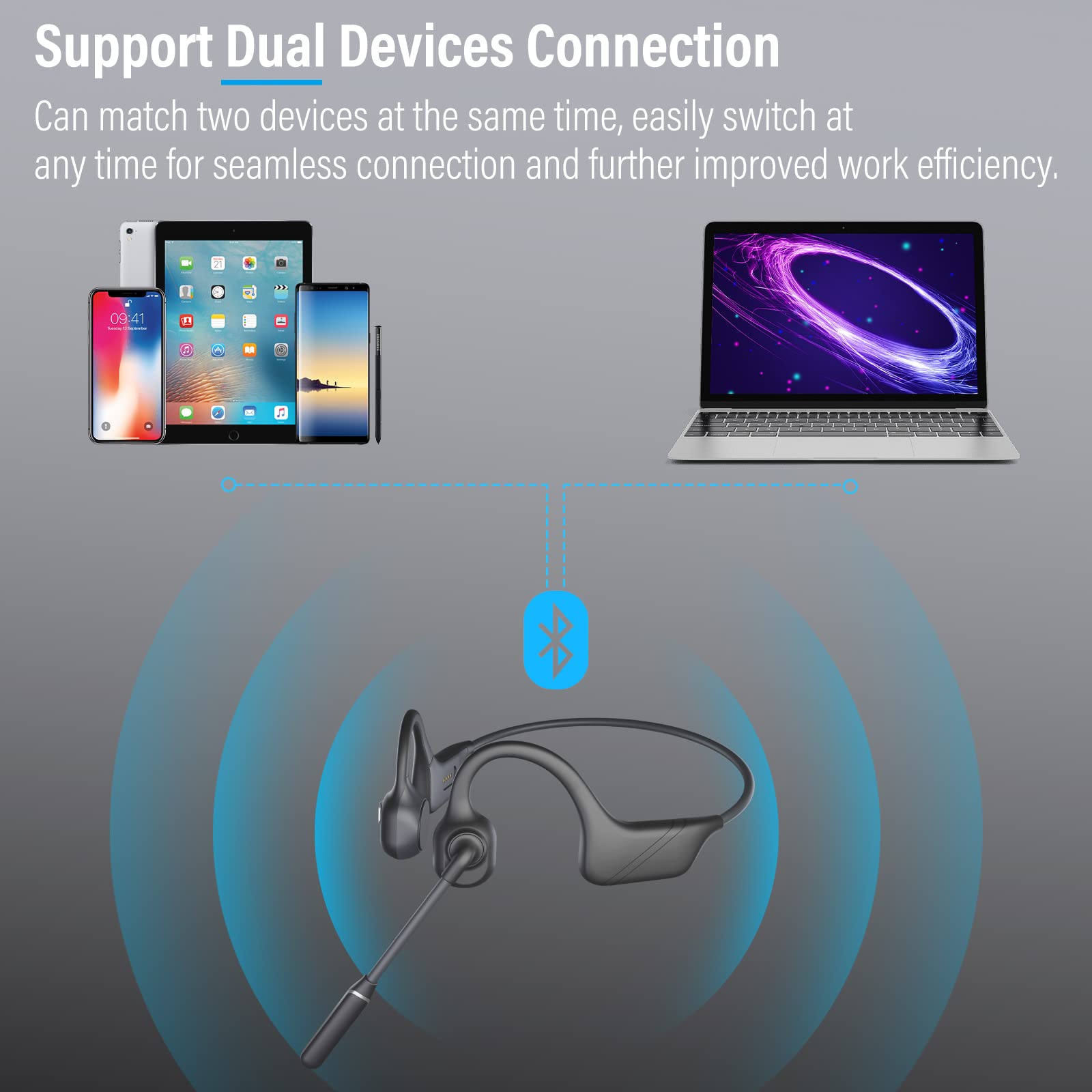 Foto 7 pulgar | Auriculares de Conducción Ósea Monodeal con Micrófono Bluetooth 5.3 - Venta Internacional