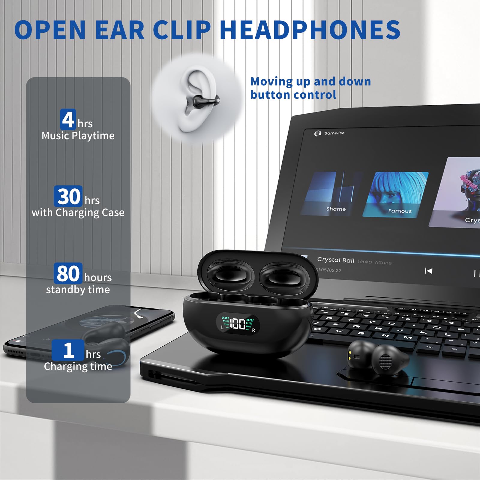 Foto 2 | Auriculares con Clip Abierto Euqq Inalámbricos Bluetooth 5.3 con Micrófono - Venta Internacional