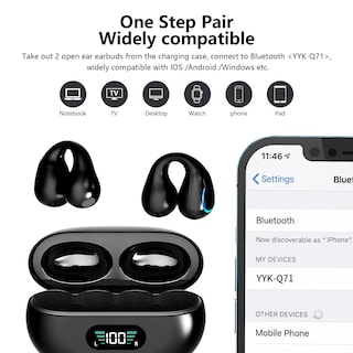 Foto 4 | Auriculares con Clip Abierto Euqq Inalámbricos Bluetooth 5.3 con Micrófono - Venta Internacional