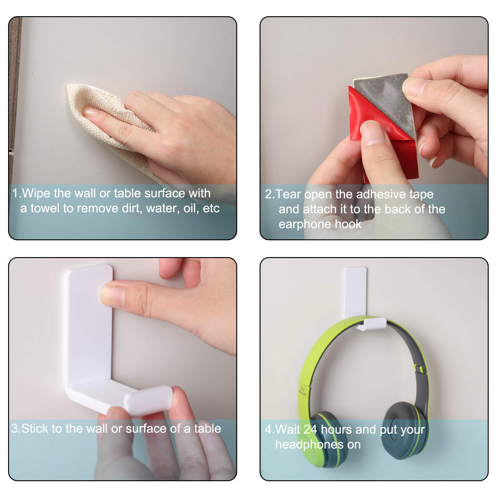 Foto 5 pulgar | Soporte de Pared para Auriculares Weewooday Blancos 4 Piezas - Venta Internacional
