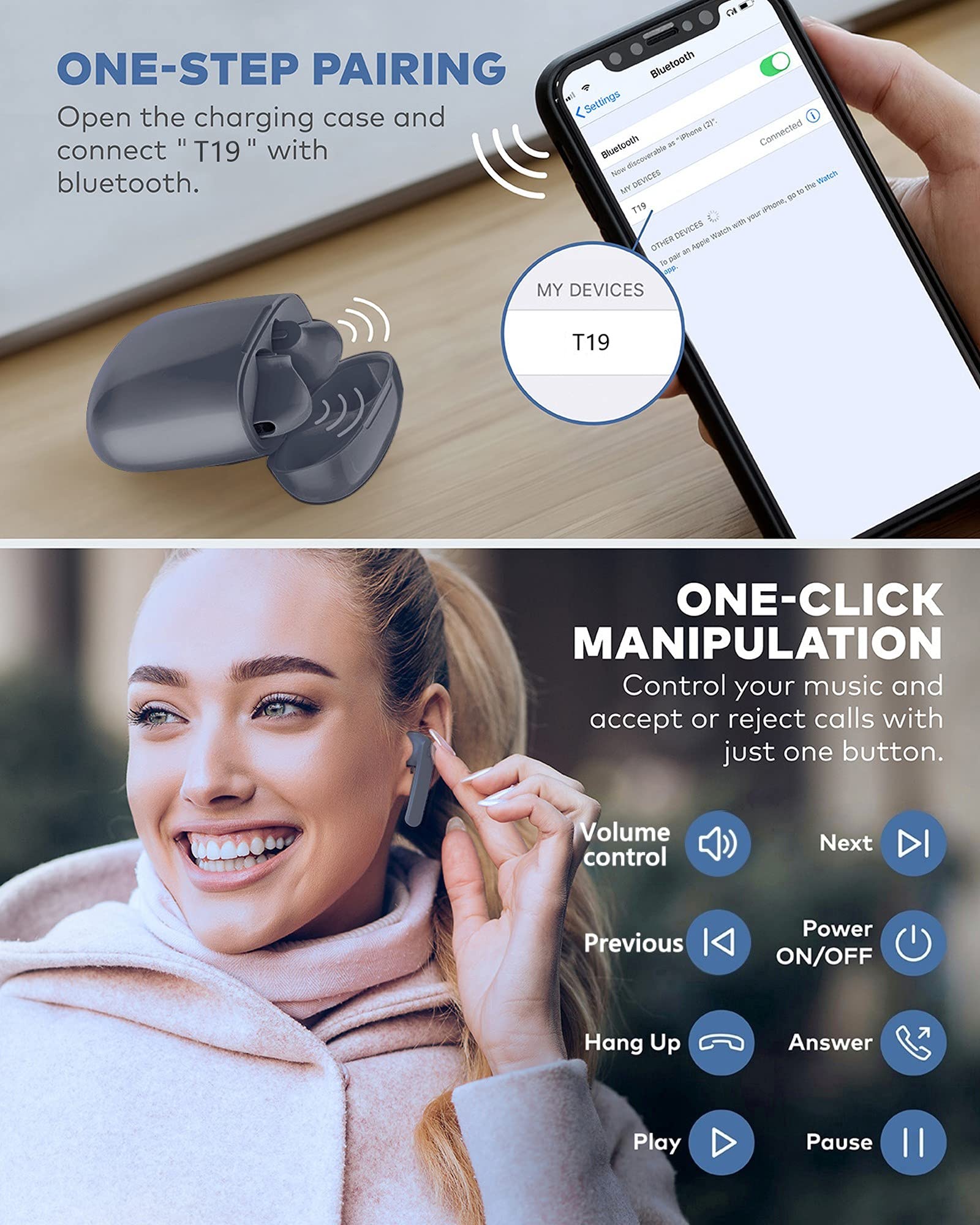 Foto 6 pulgar | Audífonos True Wireless Beben Ipx7 Grises con Bluetooth-Venta Internacional
