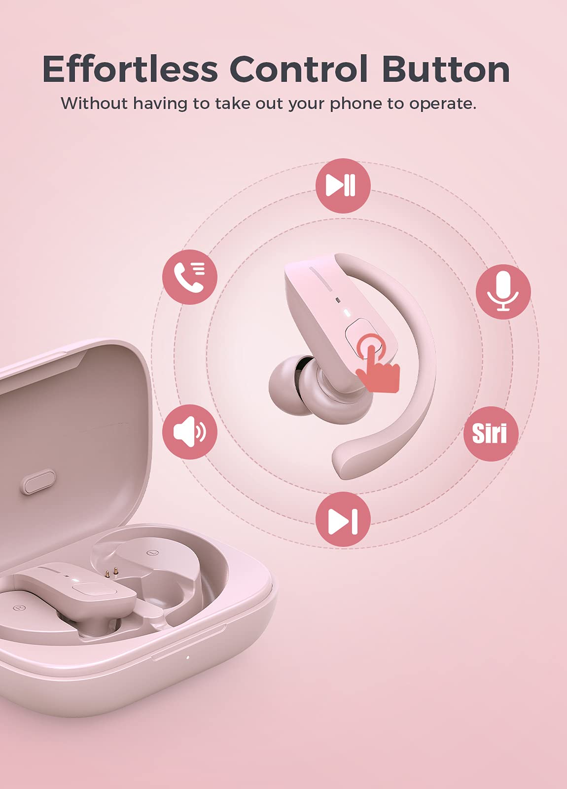 Foto 7 pulgar | Audífonos True Wireless Rosas con Bluetooth-Venta Internacional