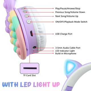 Foto 6 | Auriculares Bluetooth Wesadn B30 Morados para Niños - Venta Internacional