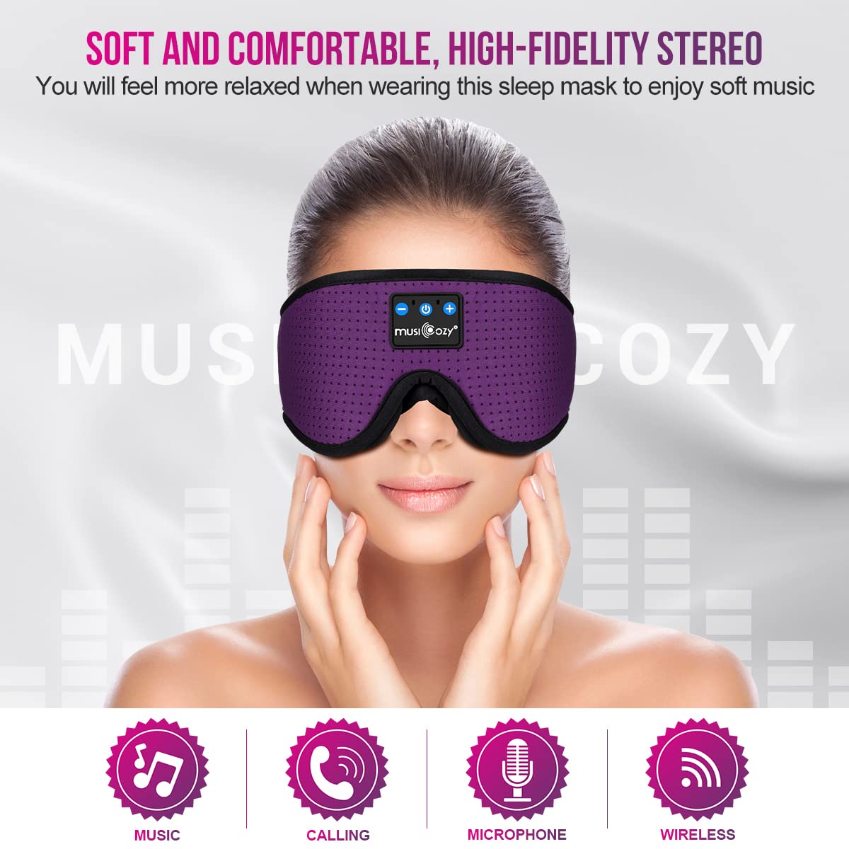 Foto 3 pulgar | Auriculares Musicozy para dormir Bluetooth con Diadema y Máscara para los Ojos - Venta Internacional