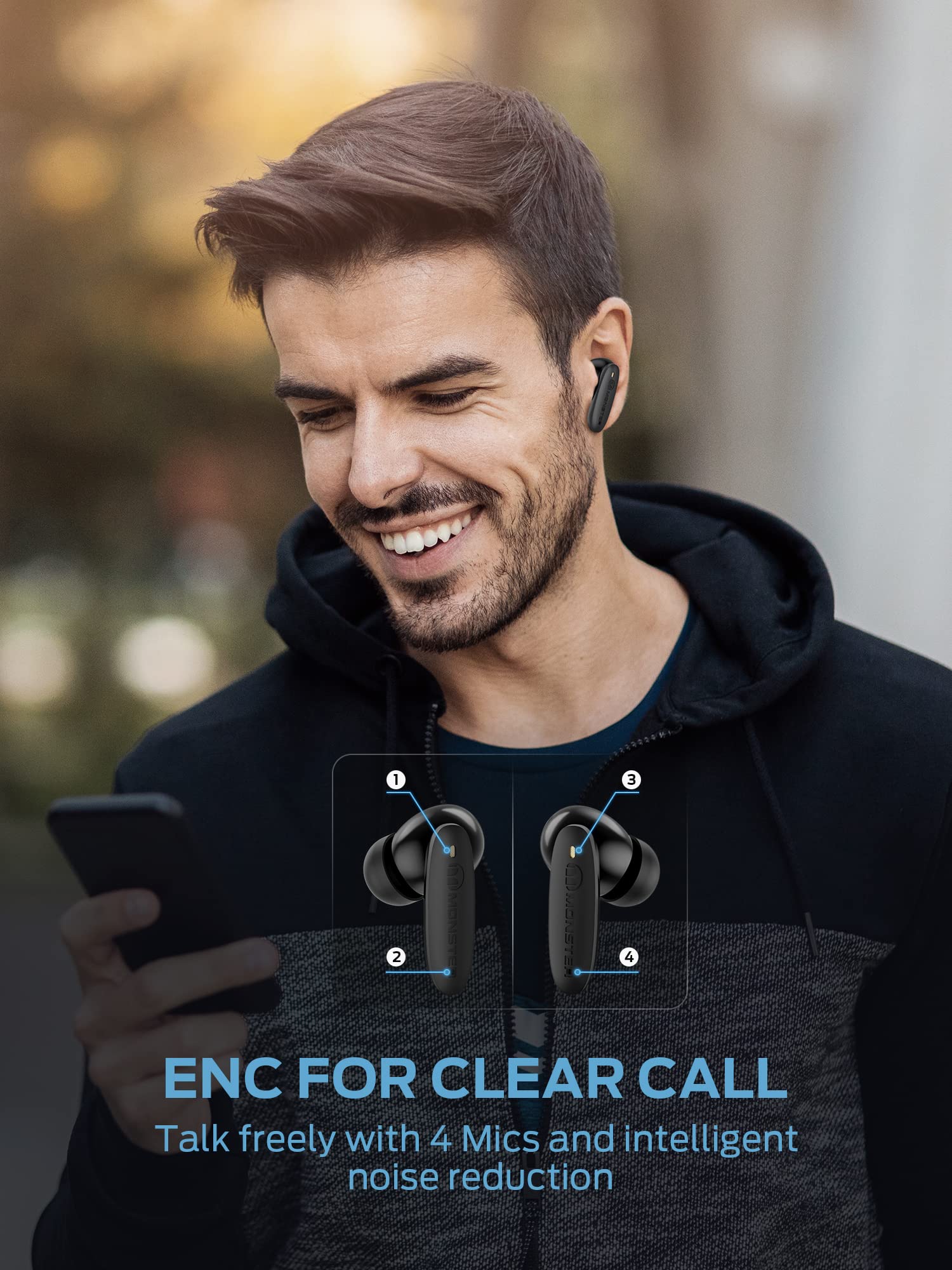 Foto 5 pulgar | Auriculares Monster Clarity 108 Anc Bluetooth 5.2 Inalámbricos 30h - Venta Internacional