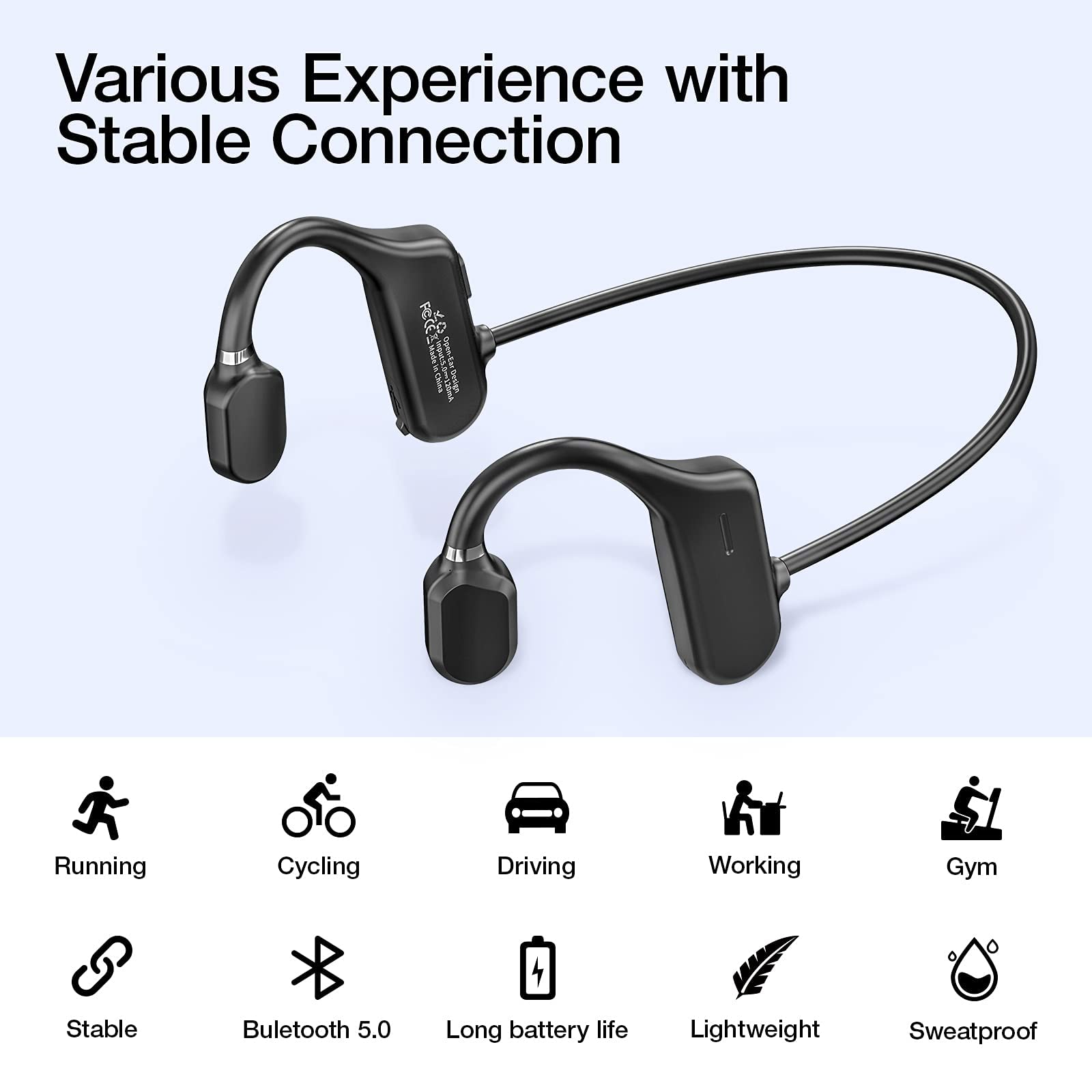 Foto 3 pulgar | Auriculares Inalámbricos Moing Negros Air Conduction - Venta Internacional