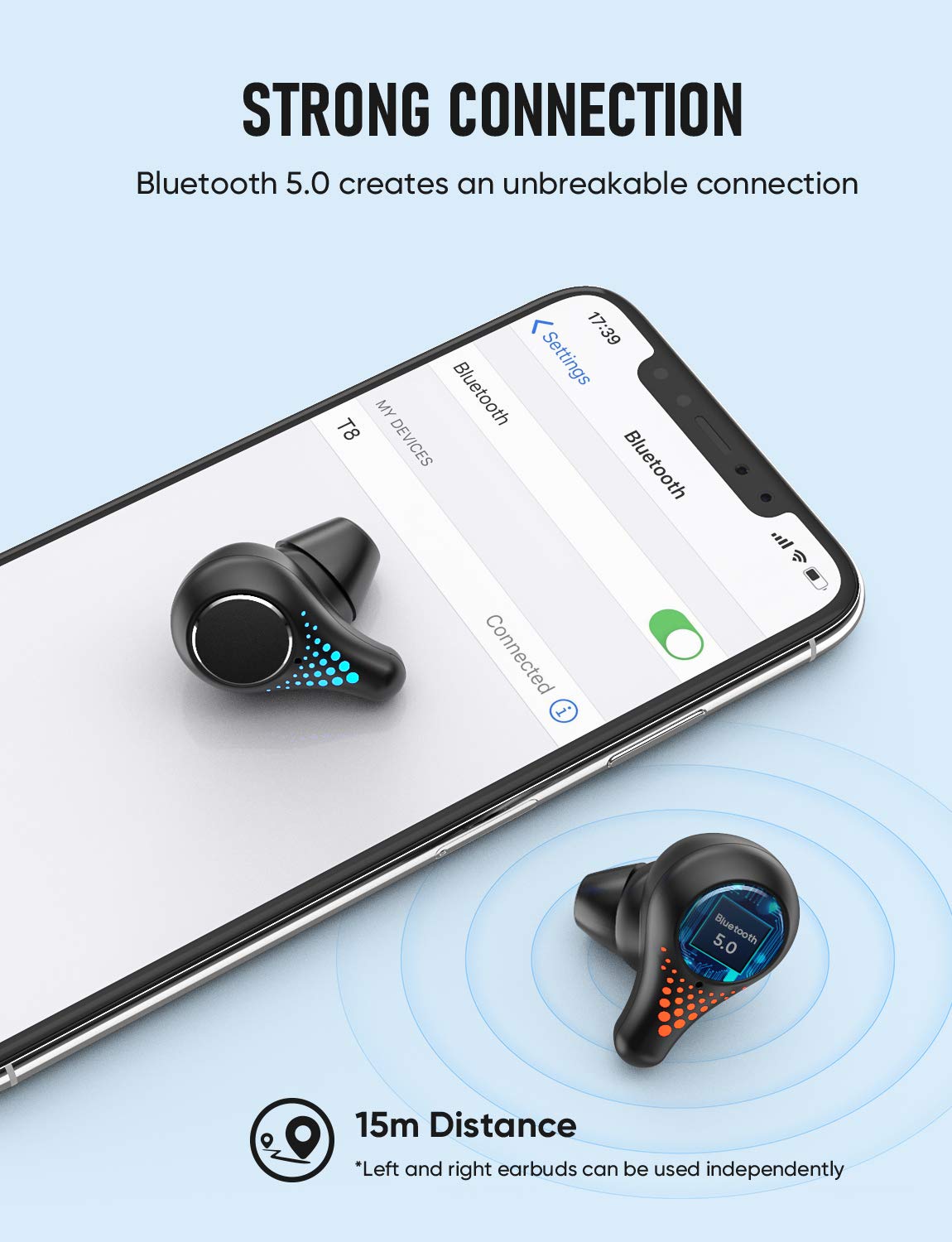 Foto 3 pulgar | Audífonos Inalámbricos Veenax T8 Bluetooth 5.0 con Micrófono 30 H de Tiempo de Reproducción - Venta Internacional
