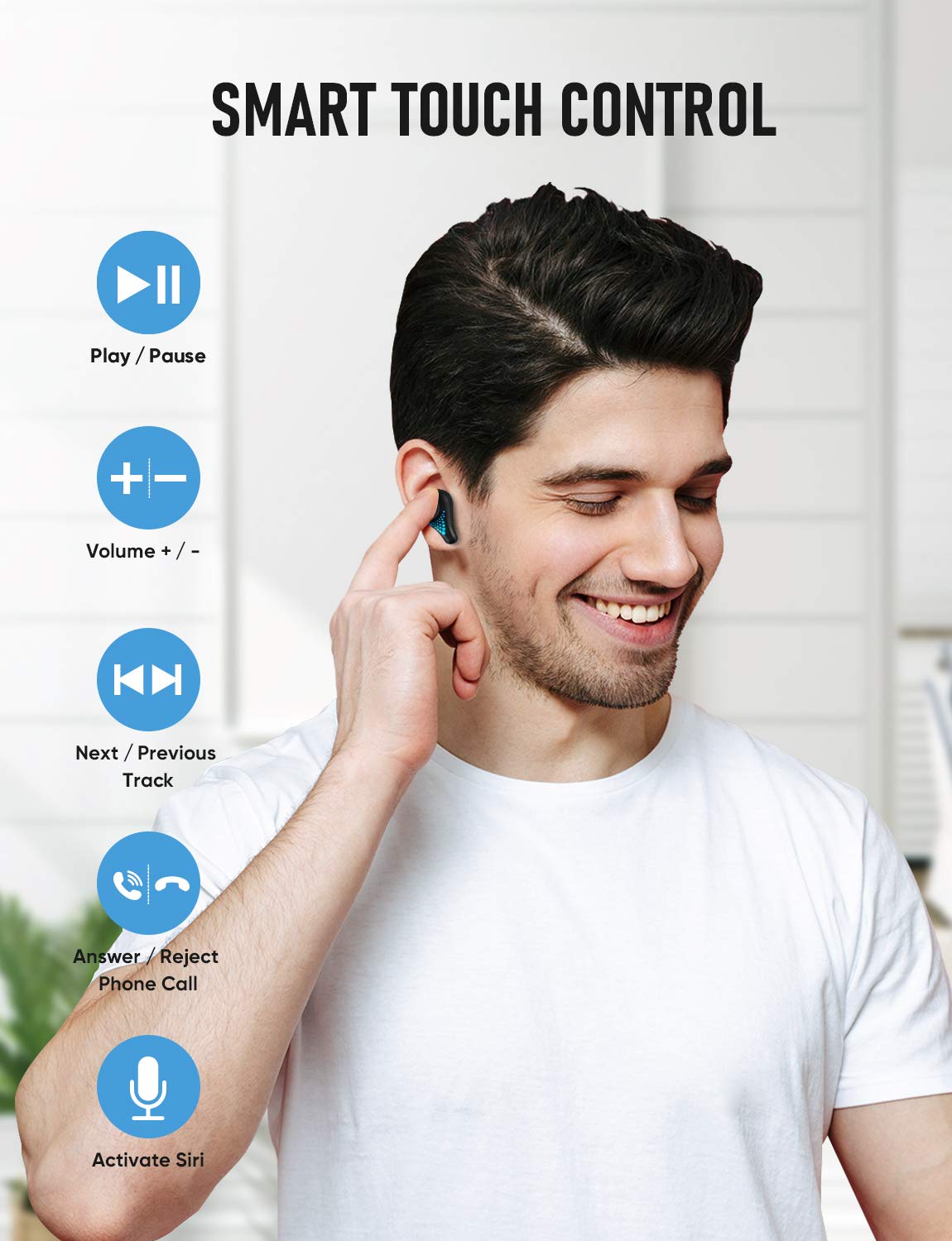 Foto 6 pulgar | Audífonos Inalámbricos Veenax T8 Bluetooth 5.0 con Micrófono 30 H de Tiempo de Reproducción - Venta Internacional