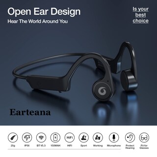 Foto 2 | Audífonos de Conducción Ósea Earteana Open-Ear Bluetooth Negros - Venta Internacional