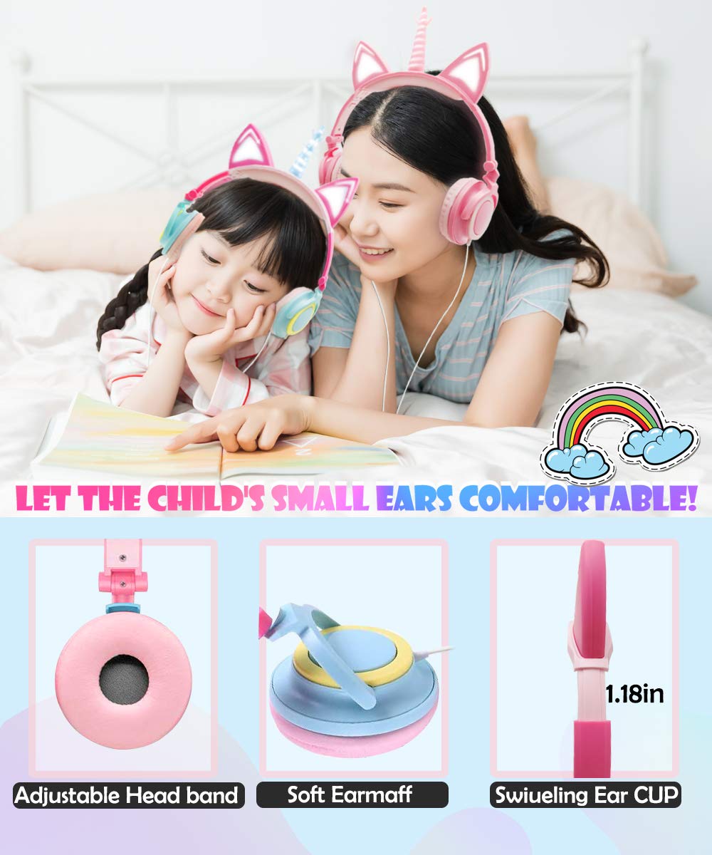 Foto 4 pulgar | Audífonos Svyhuok Cute Unicorn Rosas - Venta Internacional