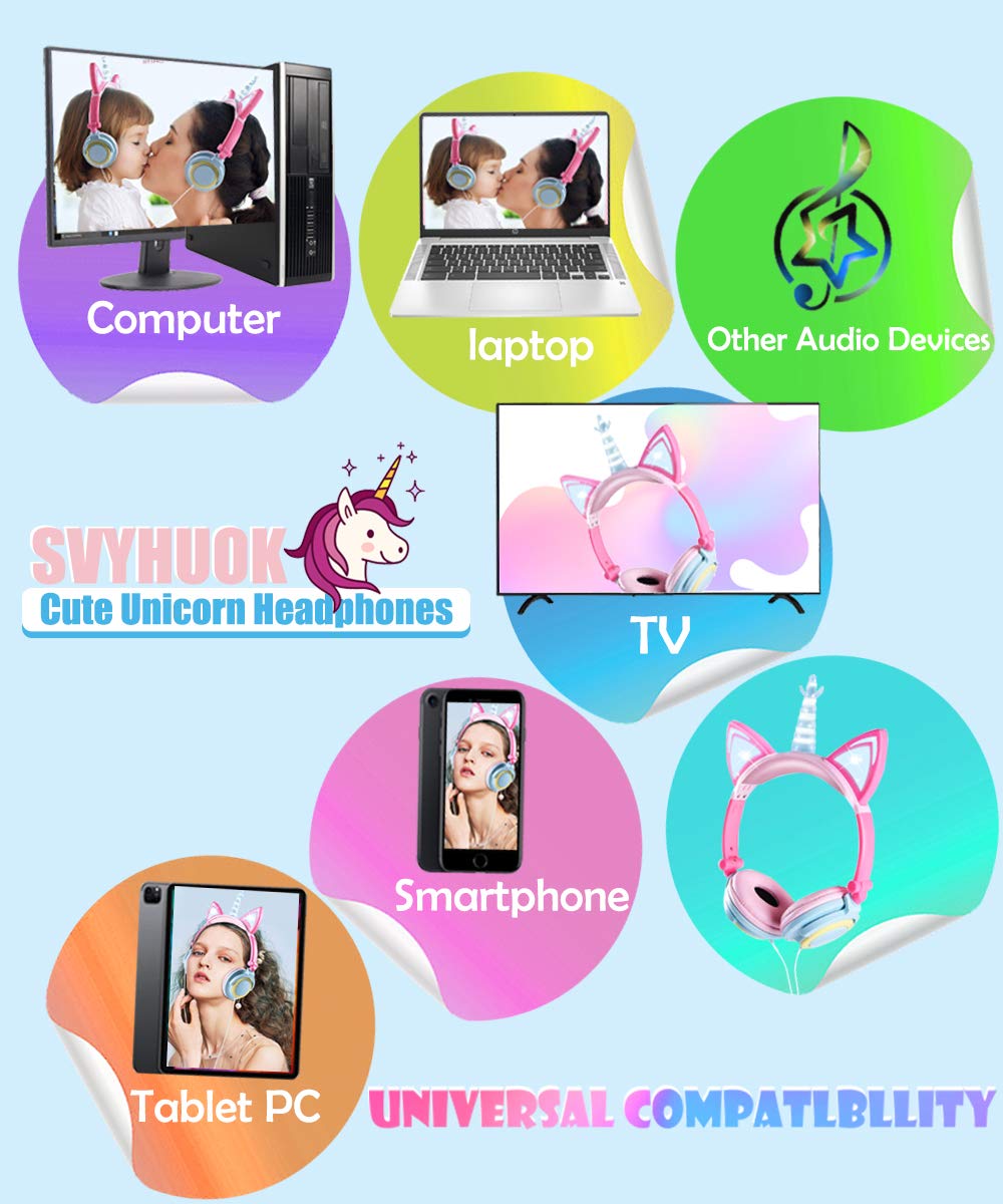 Foto 6 pulgar | Audífonos Svyhuok Cute Unicorn Rosas - Venta Internacional