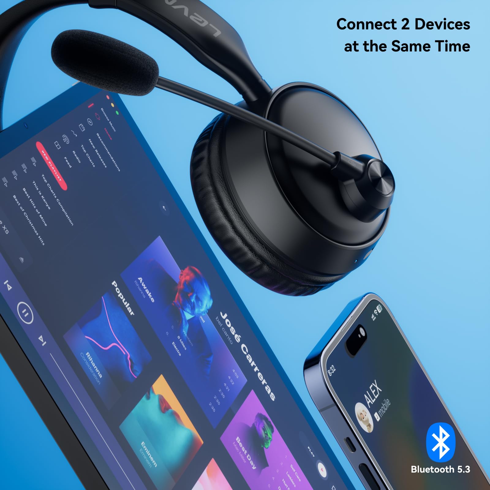 Foto 4 pulgar | Auriculares Bluetooth Levn Negros con Micrófono - Venta Internacional