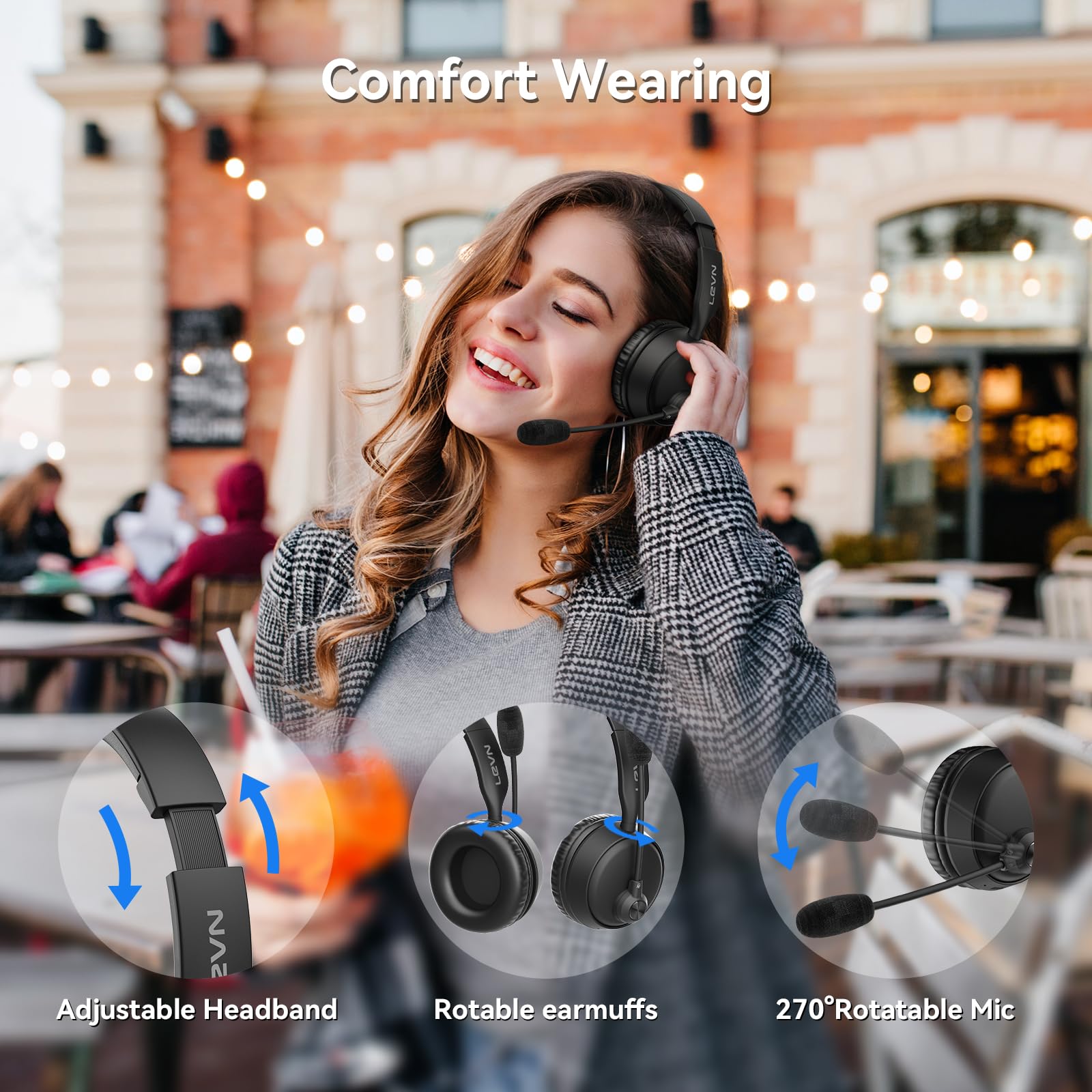 Foto 6 pulgar | Auriculares Bluetooth Levn Negros con Micrófono - Venta Internacional
