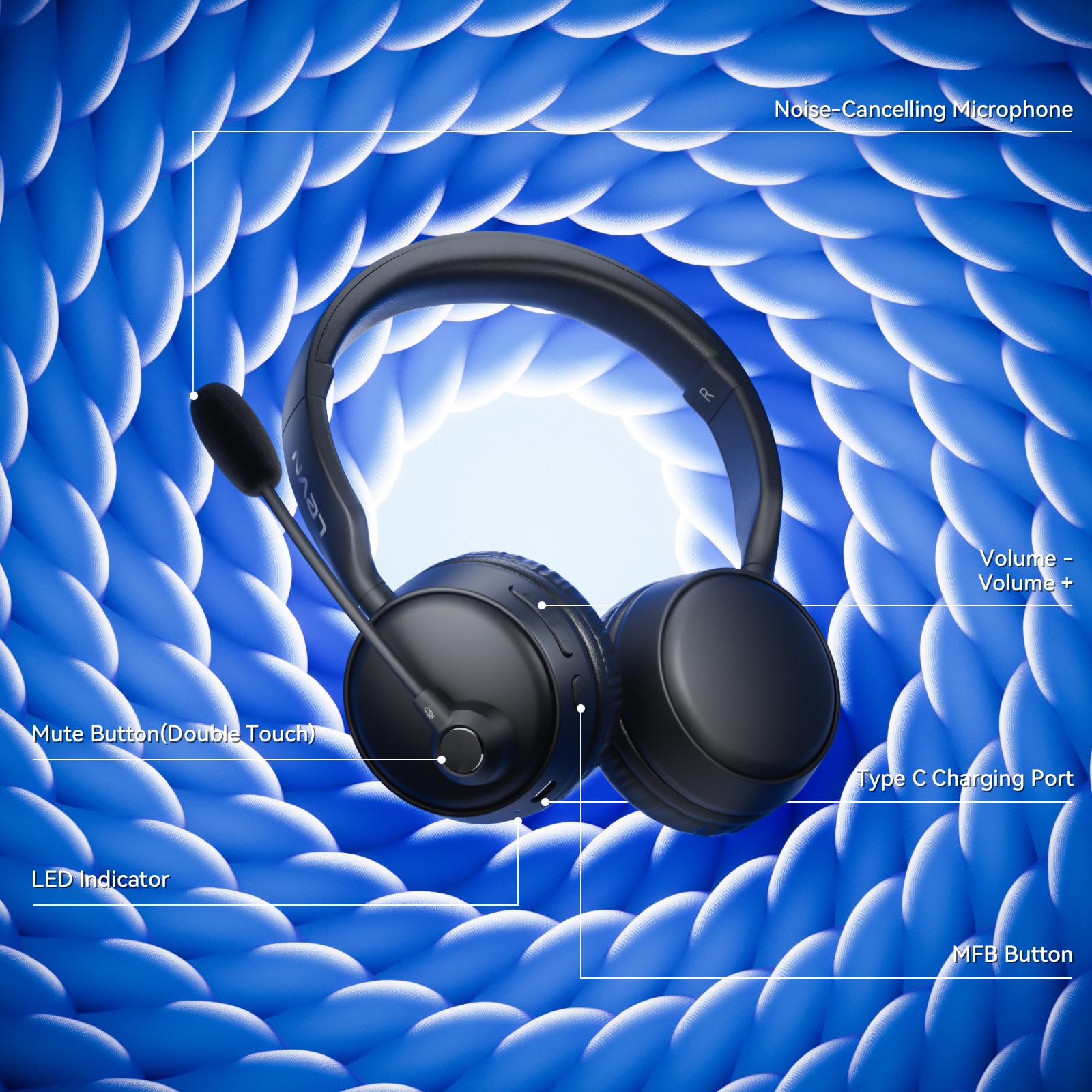Foto 7 pulgar | Auriculares Bluetooth Levn Negros con Micrófono - Venta Internacional