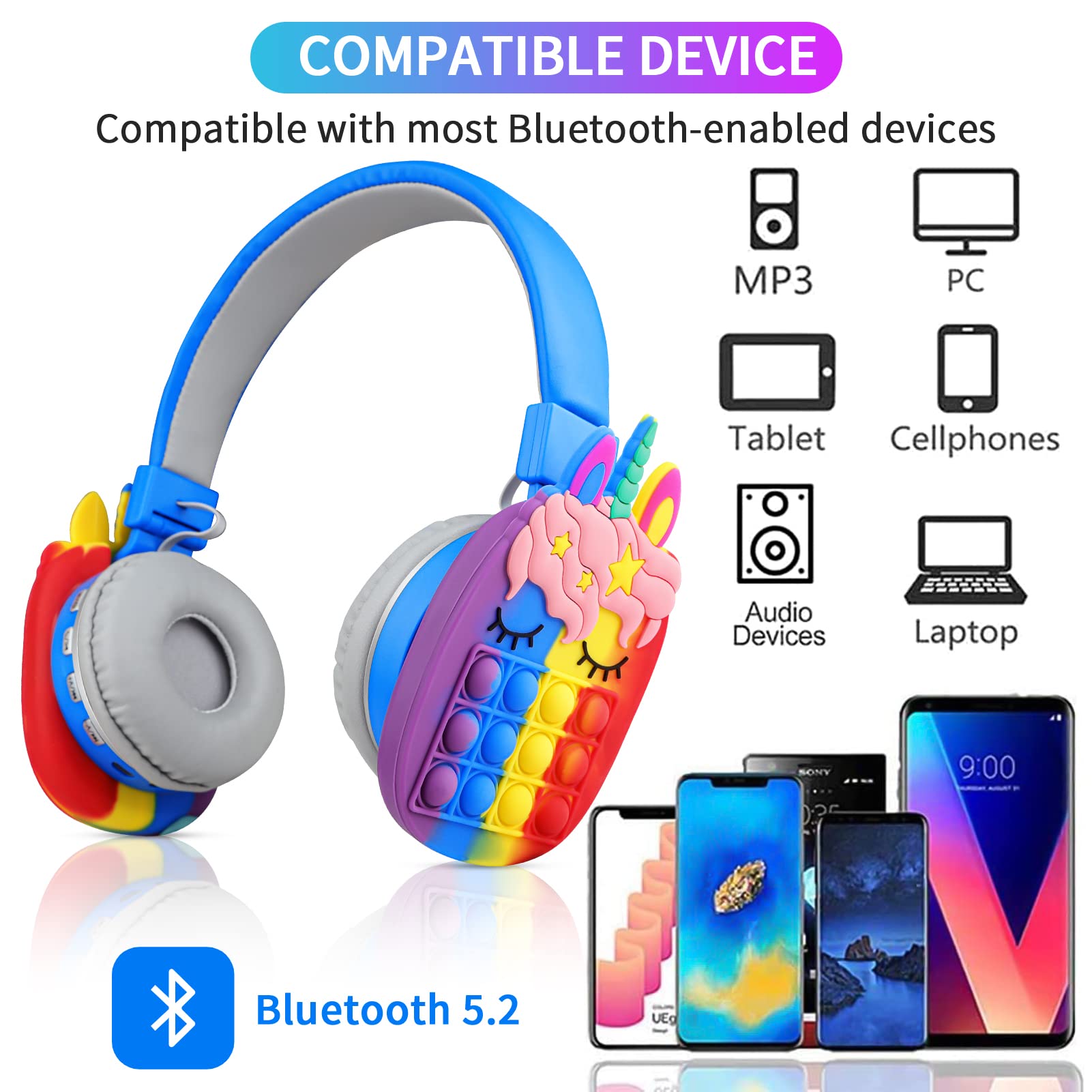 Foto 6 pulgar | Auriculares Bluetooth Wesadn Ah-806 Azules para Niños - Venta Internacional