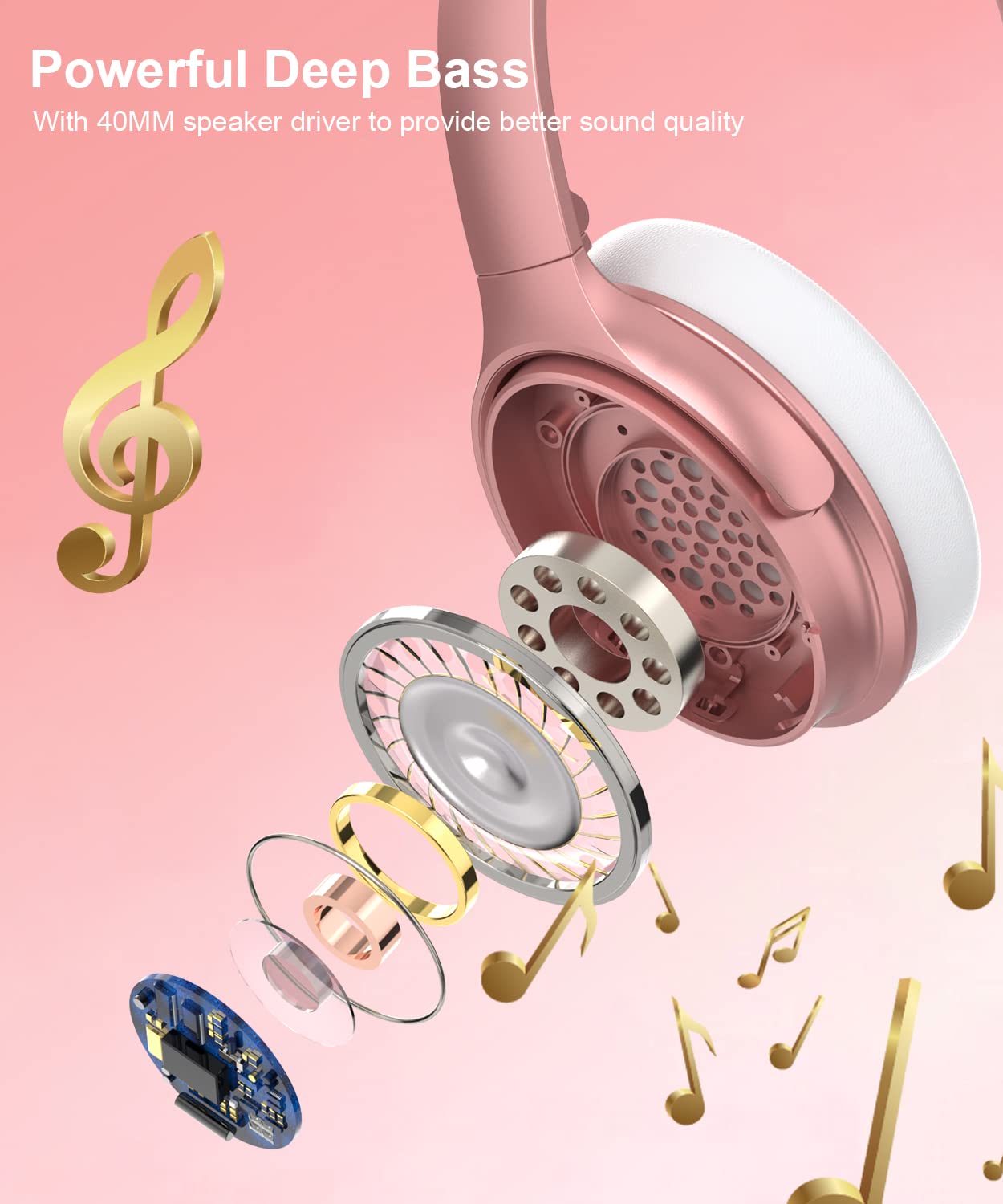 Foto 4 pulgar | Auriculares Infurture Rose Gold con Cancelación Activa de Ruido H1 - Venta Internacional