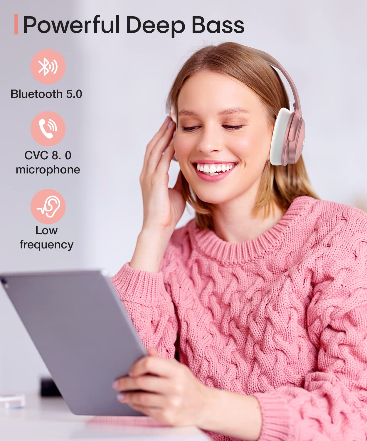 Foto 6 pulgar | Auriculares Infurture Rose Gold con Cancelación Activa de Ruido H1 - Venta Internacional