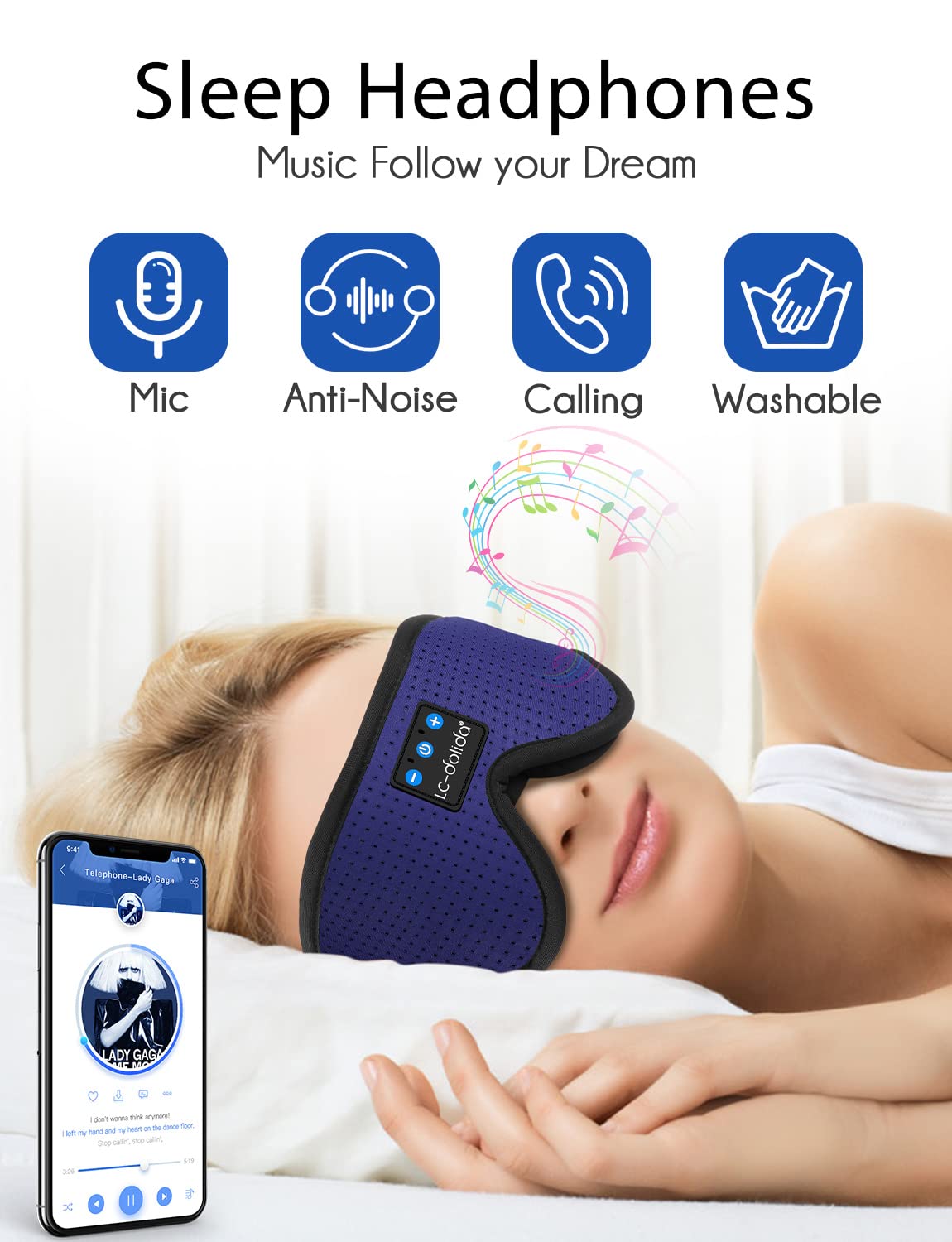Foto 2 | Auriculares Bluetooth Sleep Mask Lc-dolida para Hombre - Venta Internacional