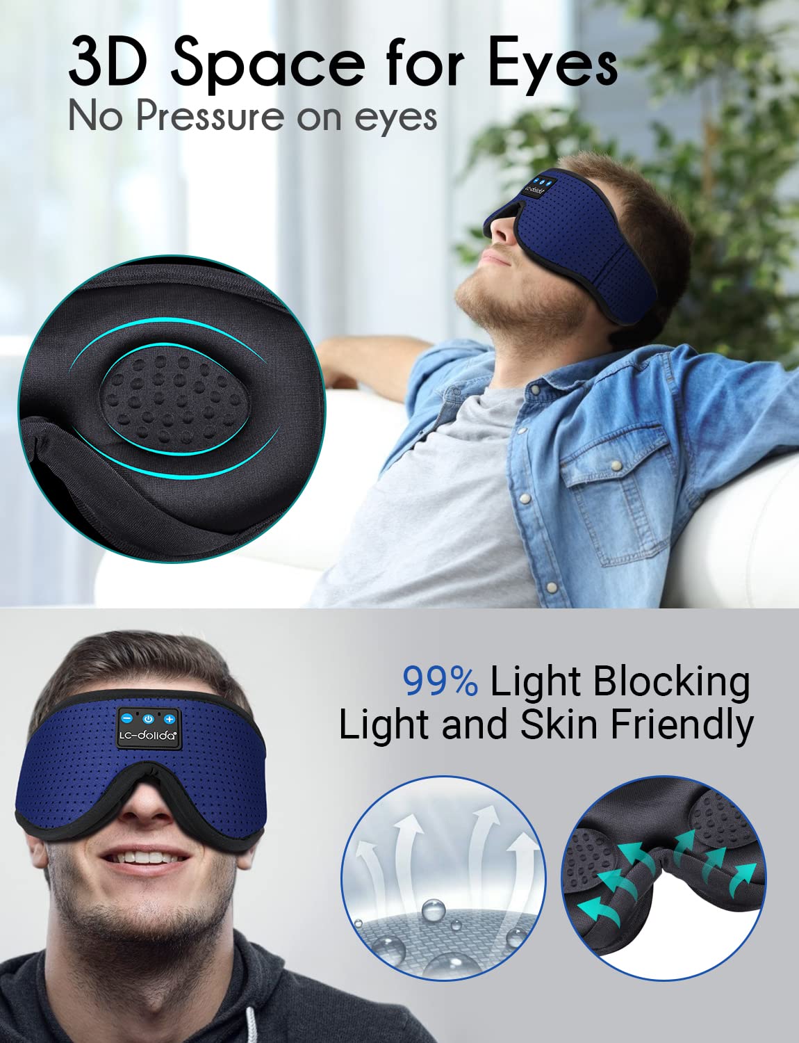 Foto 4 pulgar | Auriculares Bluetooth Sleep Mask Lc-dolida para Hombre - Venta Internacional