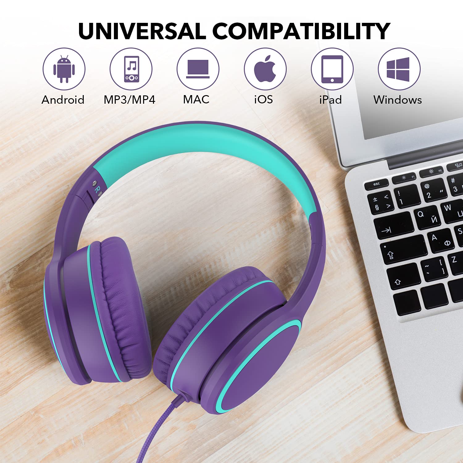 Foto 7 pulgar | Auriculares Supraaurales Rorsou R10 con Micrófono Morados - Venta Internacional