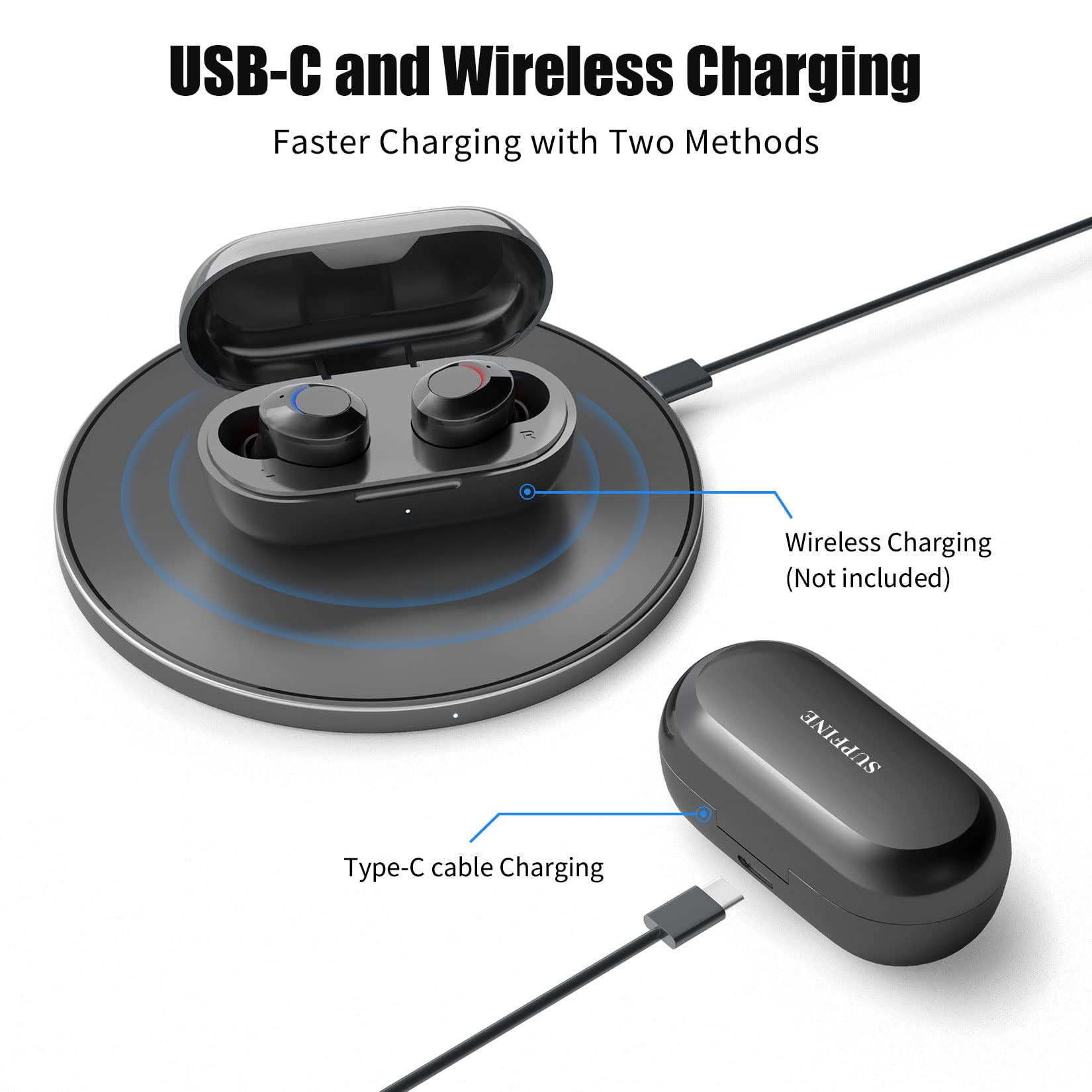 Foto 4 pulgar | Auriculares Inalámbricos Supfine V10 Bluetooth 5.2 con Carga Inalámbrica - Venta Internacional