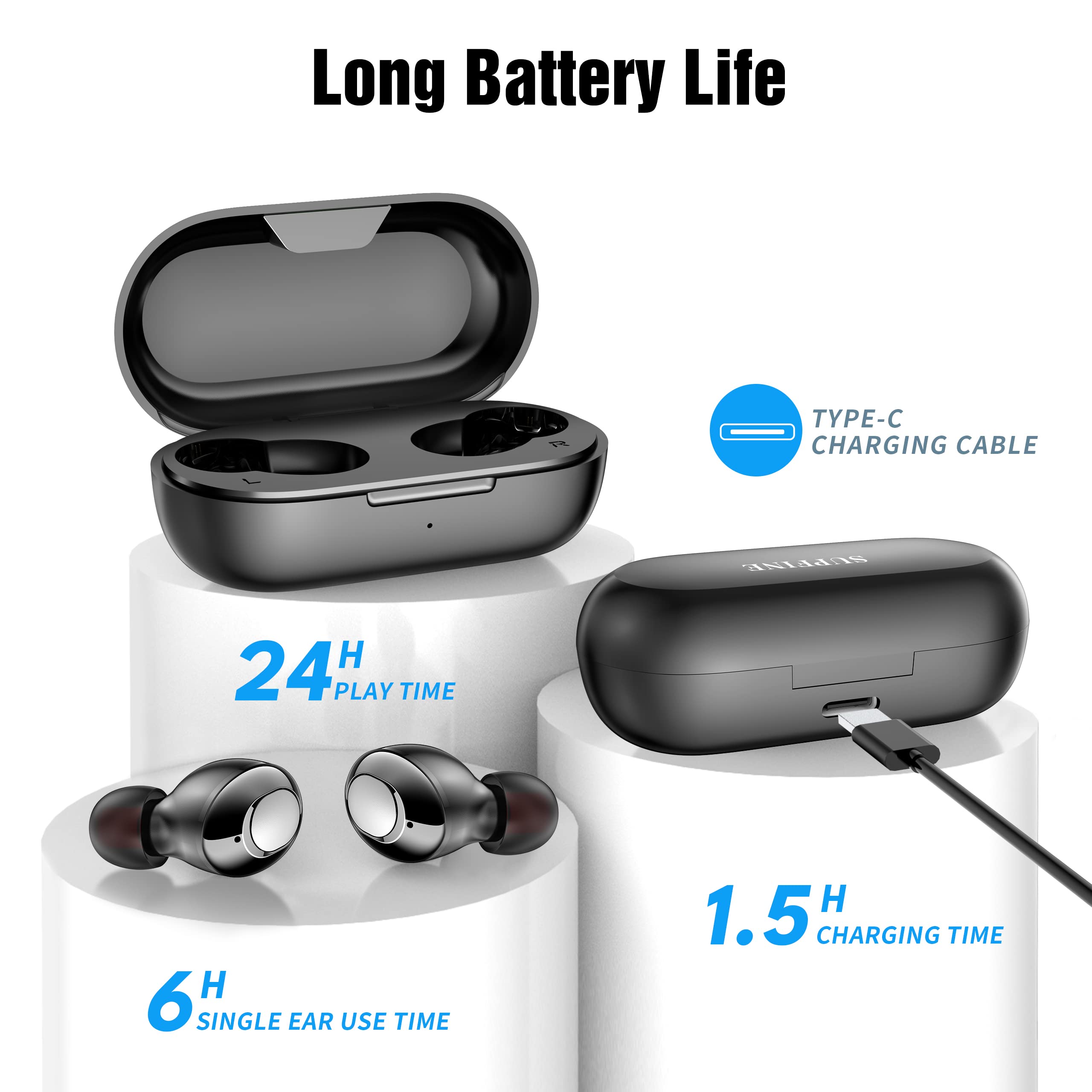 Foto 6 pulgar | Auriculares Inalámbricos Supfine V10 Bluetooth 5.2 con Carga Inalámbrica - Venta Internacional