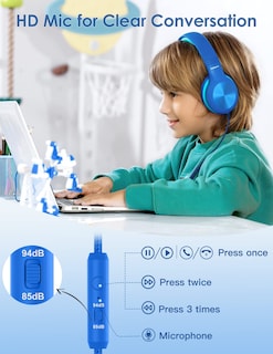 Foto 4 | Auriculares Nabevi Kids con Micrófono Límite de Volumen 91 Db - Venta Internacional