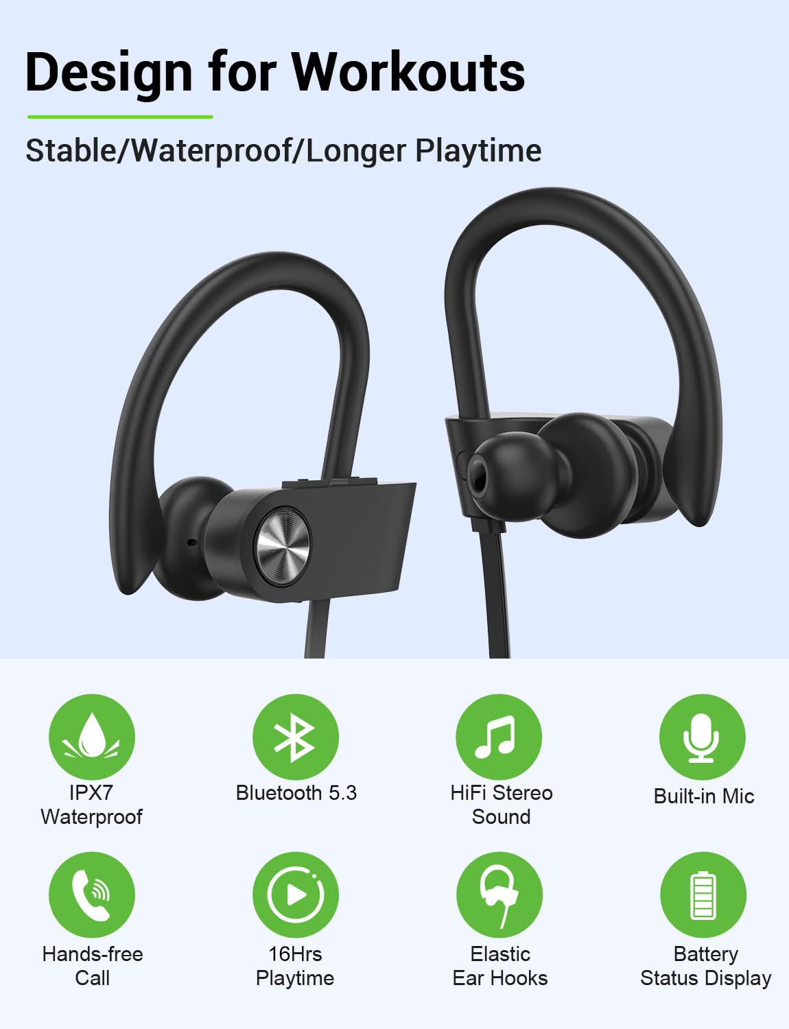 Foto 3 pulgar | Auriculares Bluetooth Stive 5.3 Auriculares Deportivos Inalámbricos Ipx7 - Venta Internacional