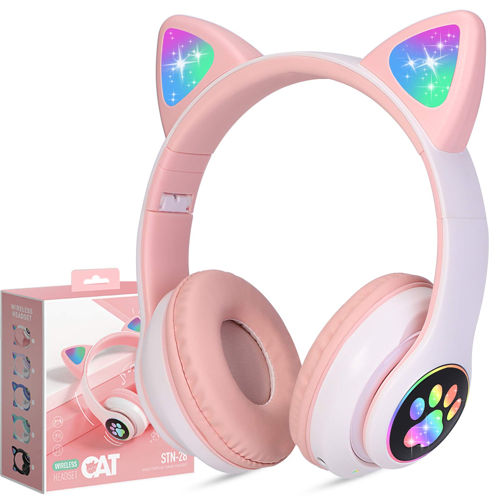 Foto 2 pulgar | Auriculares Inalámbricos Tcjj Kids Cat Ear Led Bluetooth con Micrófono - Venta Internacional