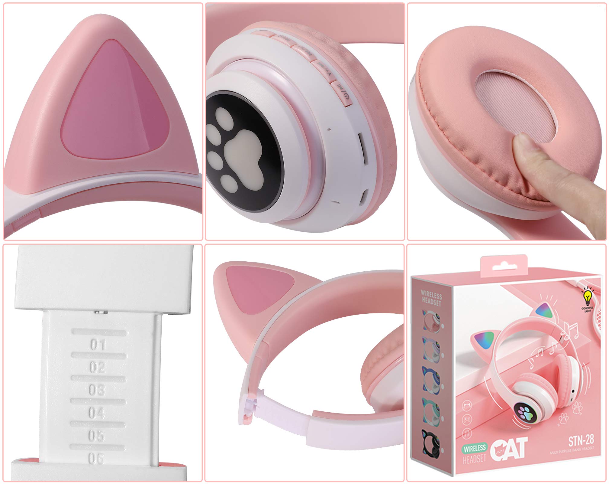 Foto 5 pulgar | Auriculares Inalámbricos Tcjj Kids Cat Ear Led Bluetooth con Micrófono - Venta Internacional