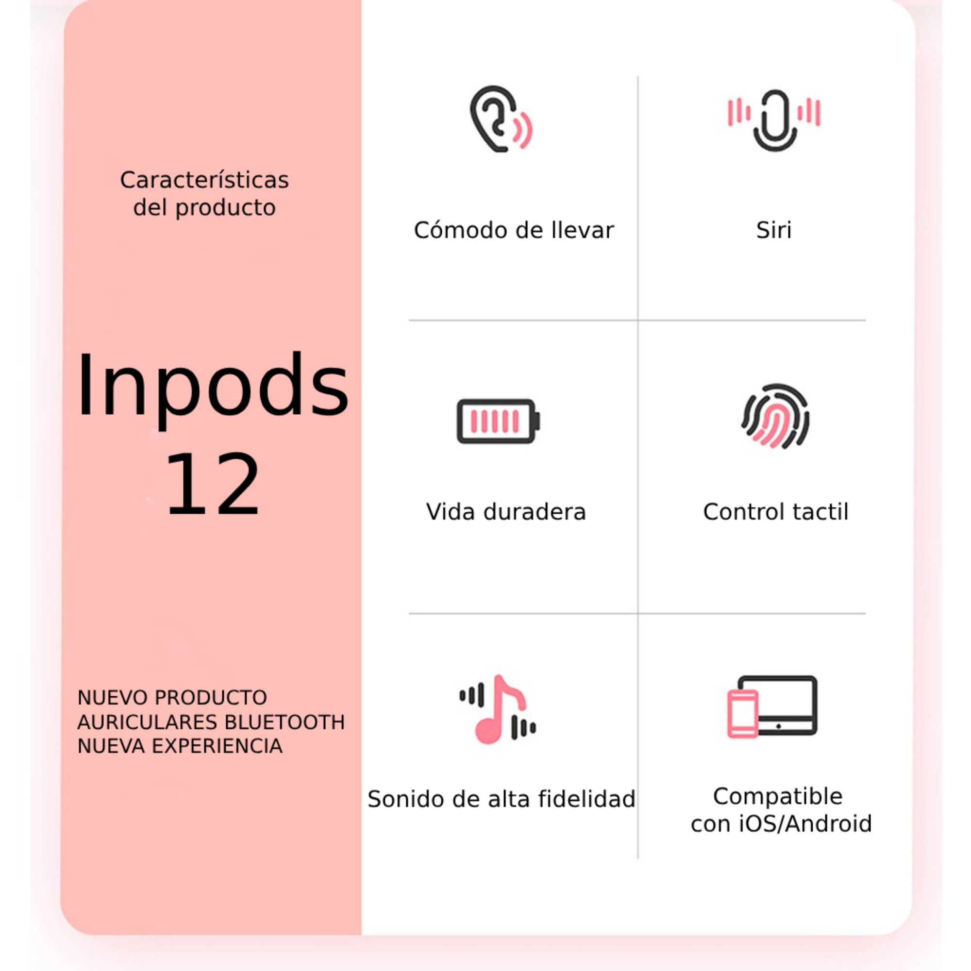 Foto 7 | Audífonos True Wireless Aquila Rosas con Bluetooth