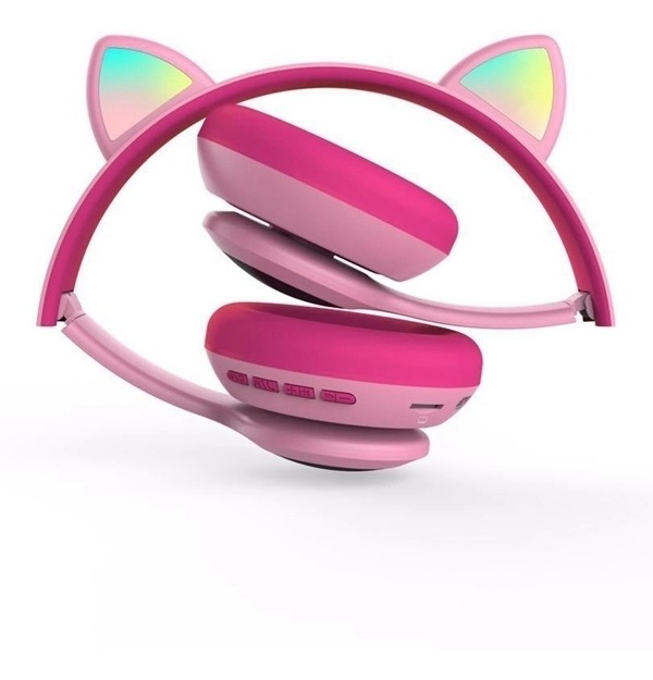 Foto 3 pulgar | Auriculares Bluetooth Pink-Fuch con Luces de Orejas de Gato - Venta Internacional