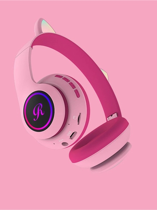 Foto 4 pulgar | Auriculares Bluetooth Pink-Fuch con Luces de Orejas de Gato - Venta Internacional